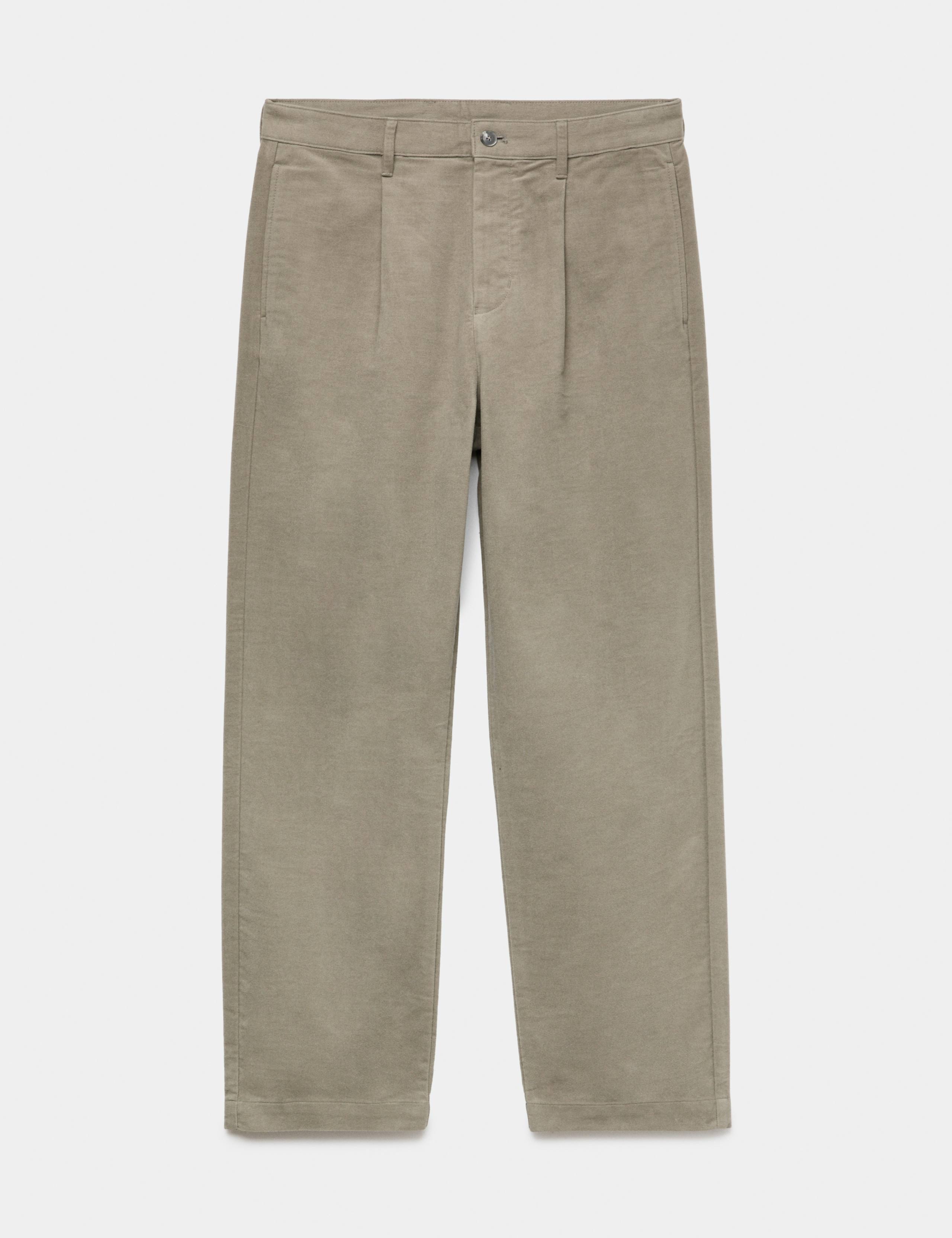 Relaxed Fit Cotton Rich Moleskin Pleat Trousers