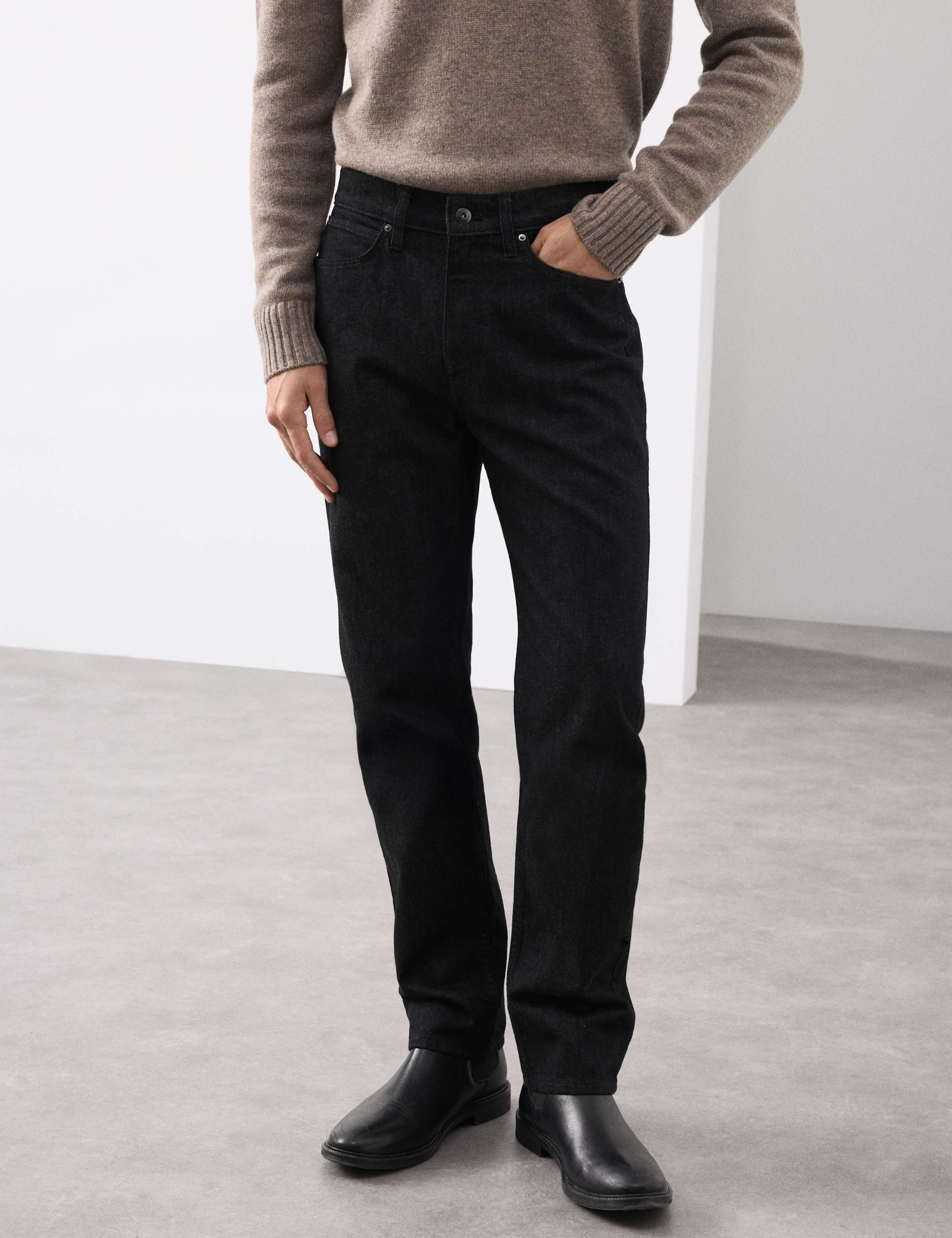 Straight Fit Jeans with Wool