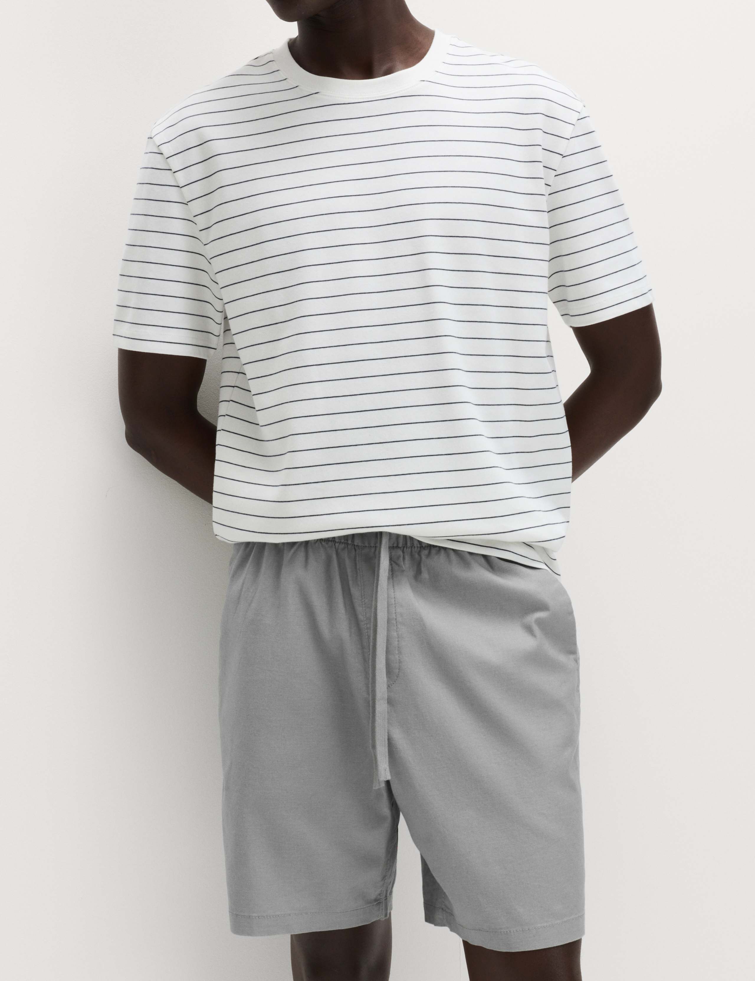 Cotton Linen Blend Stretch Shorts