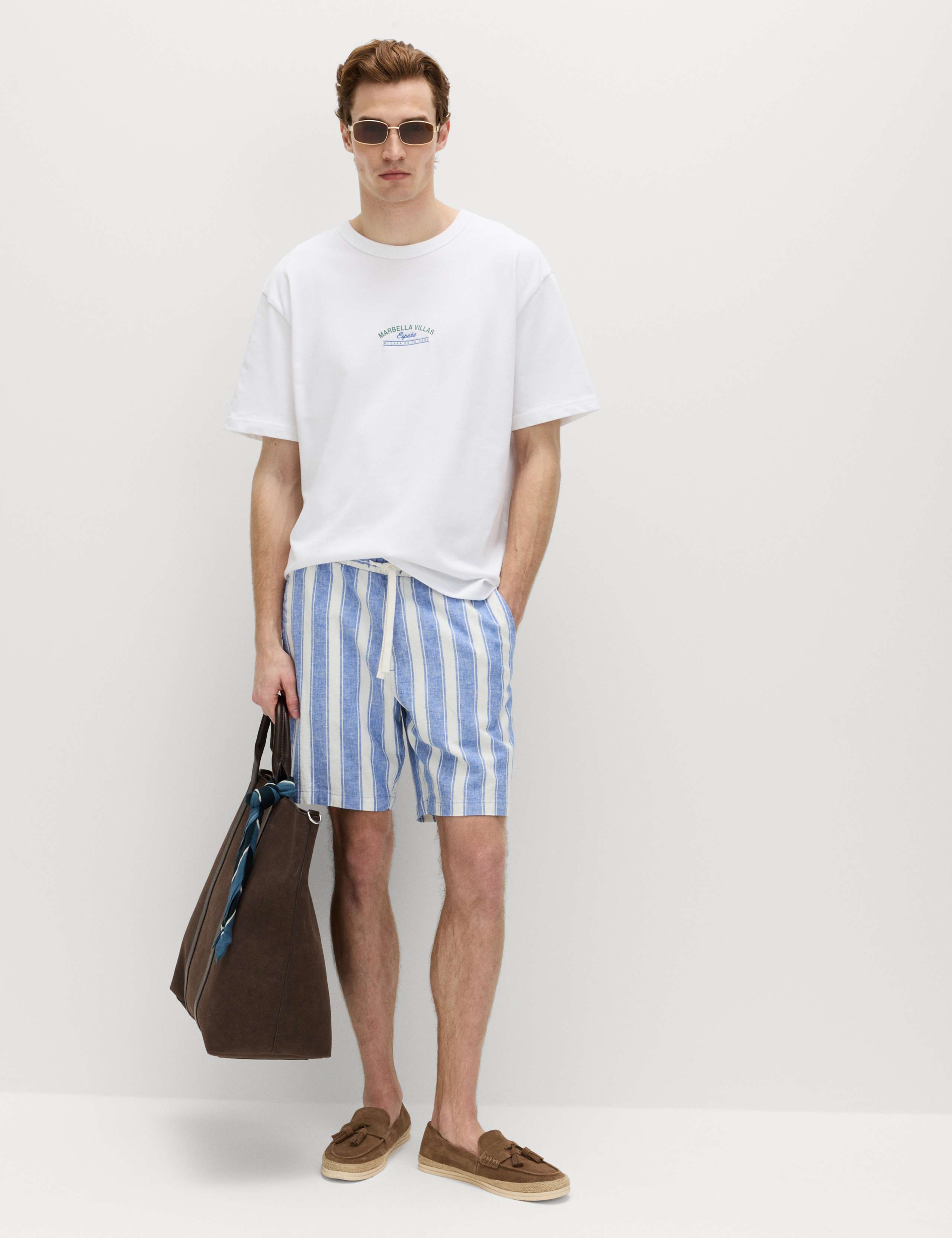 Cotton Linen Blend Stretch Shorts