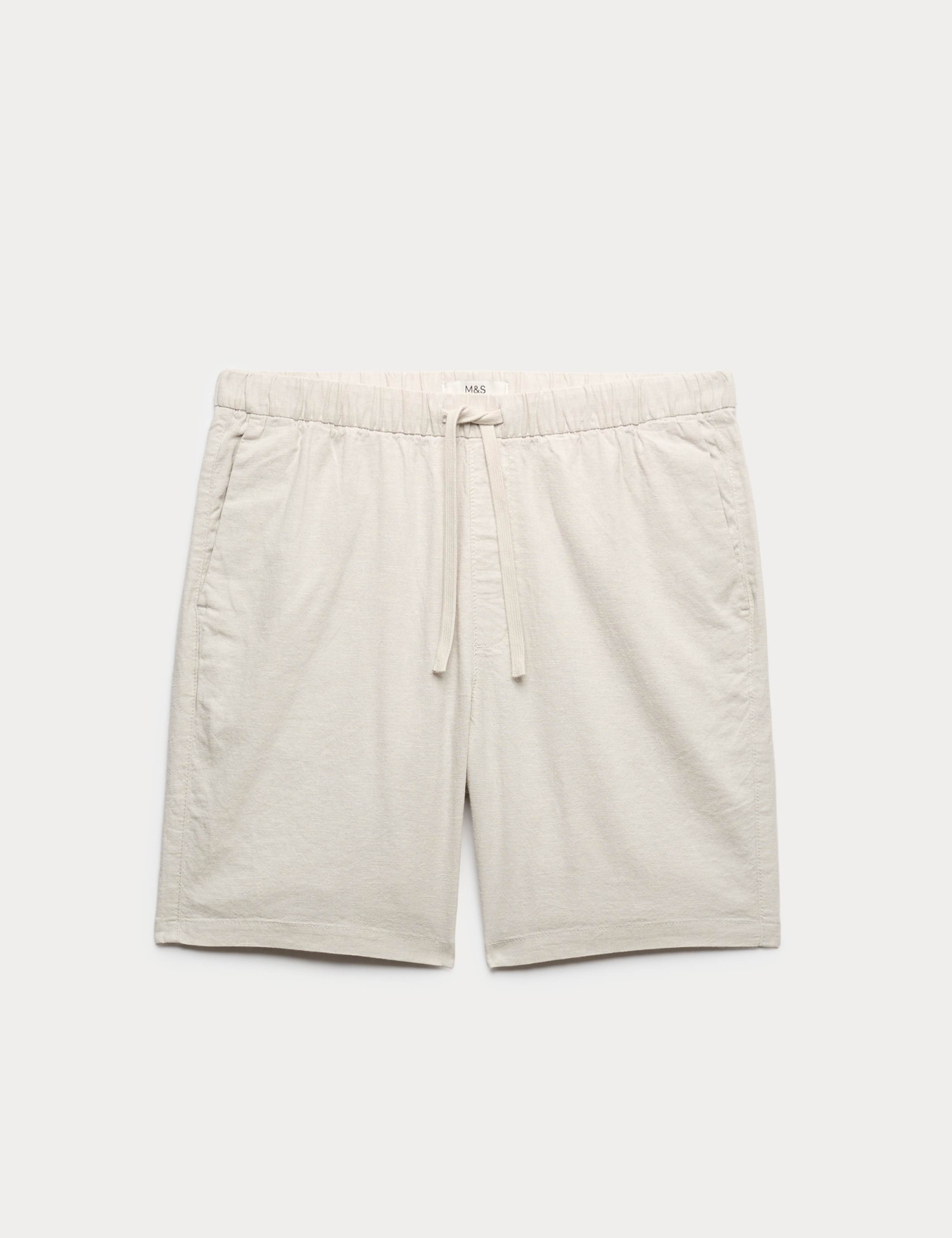 Cotton Linen Blend Stretch Shorts