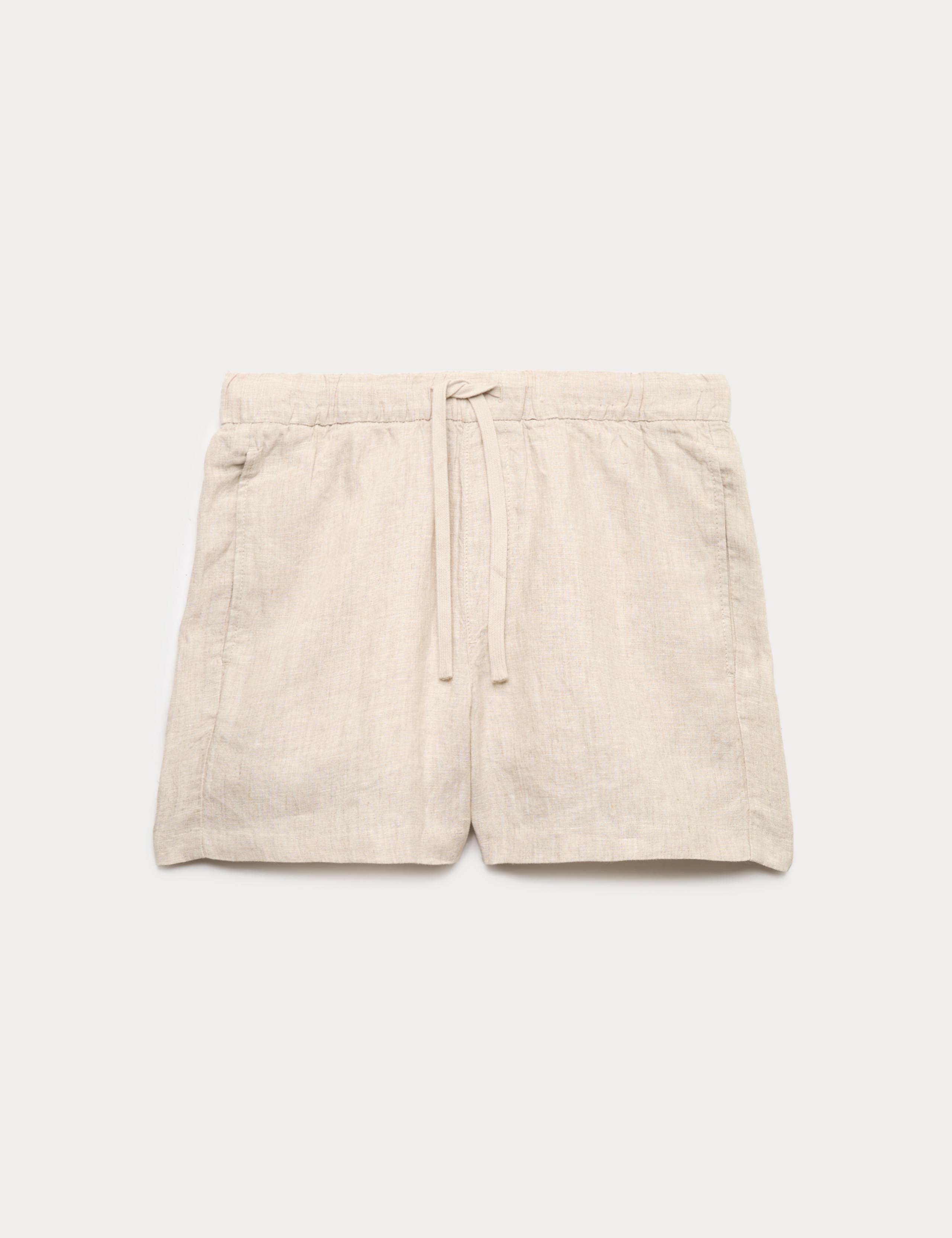 Pure Linen Elasticated Waist Shorts