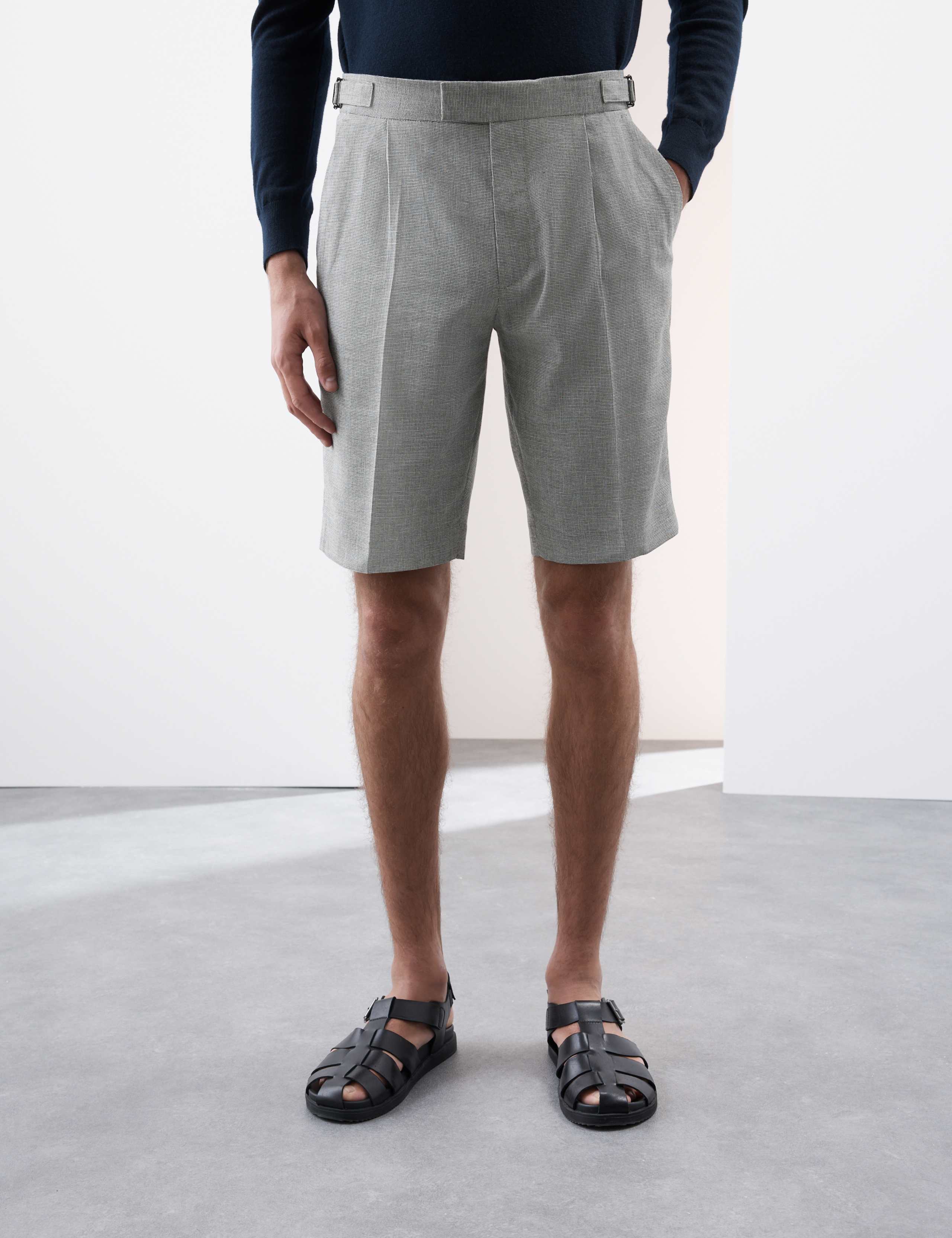 Cotton Blend Textured Stretch Shorts