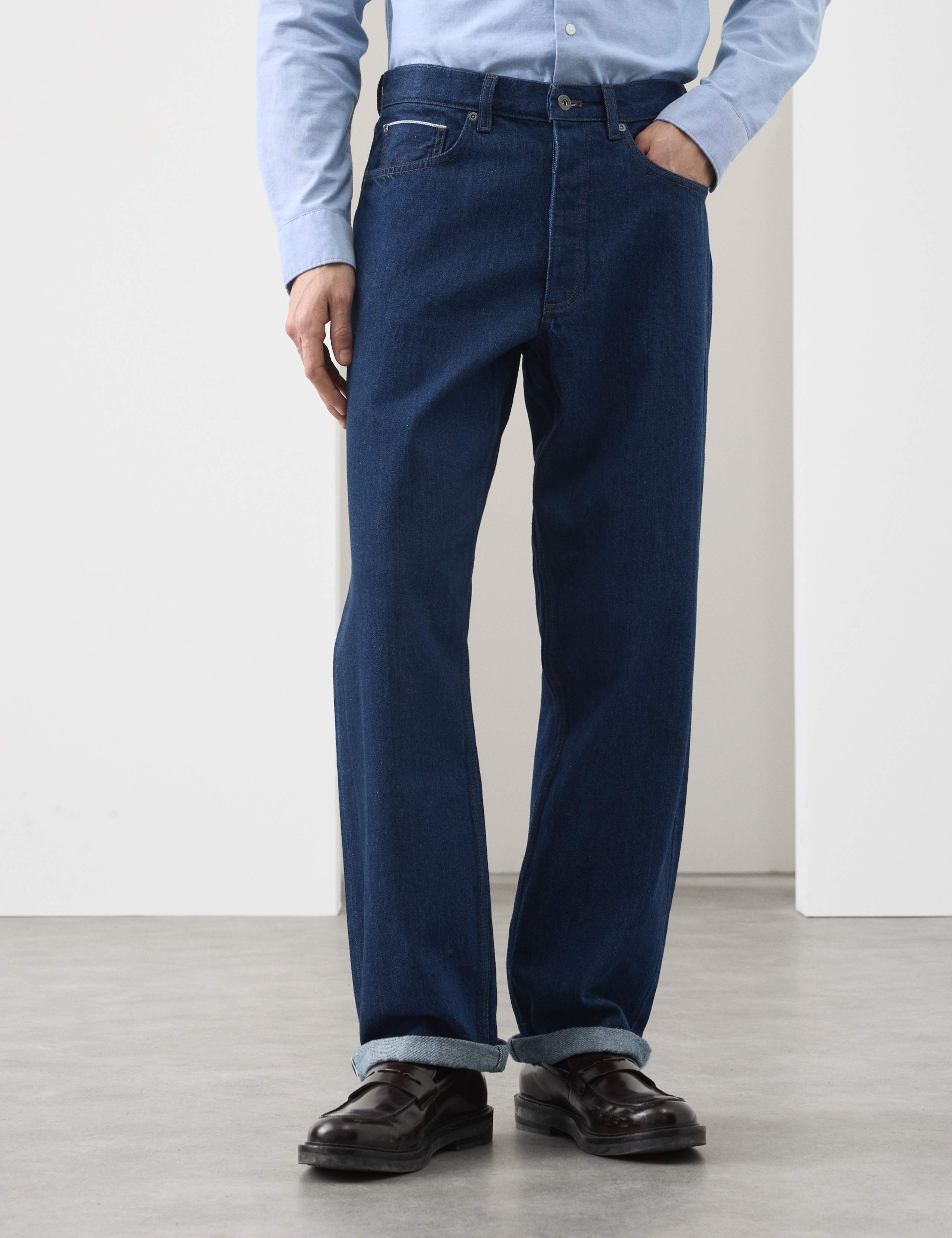 Loose Fit Rigid Pure Cotton Selvedge Jeans