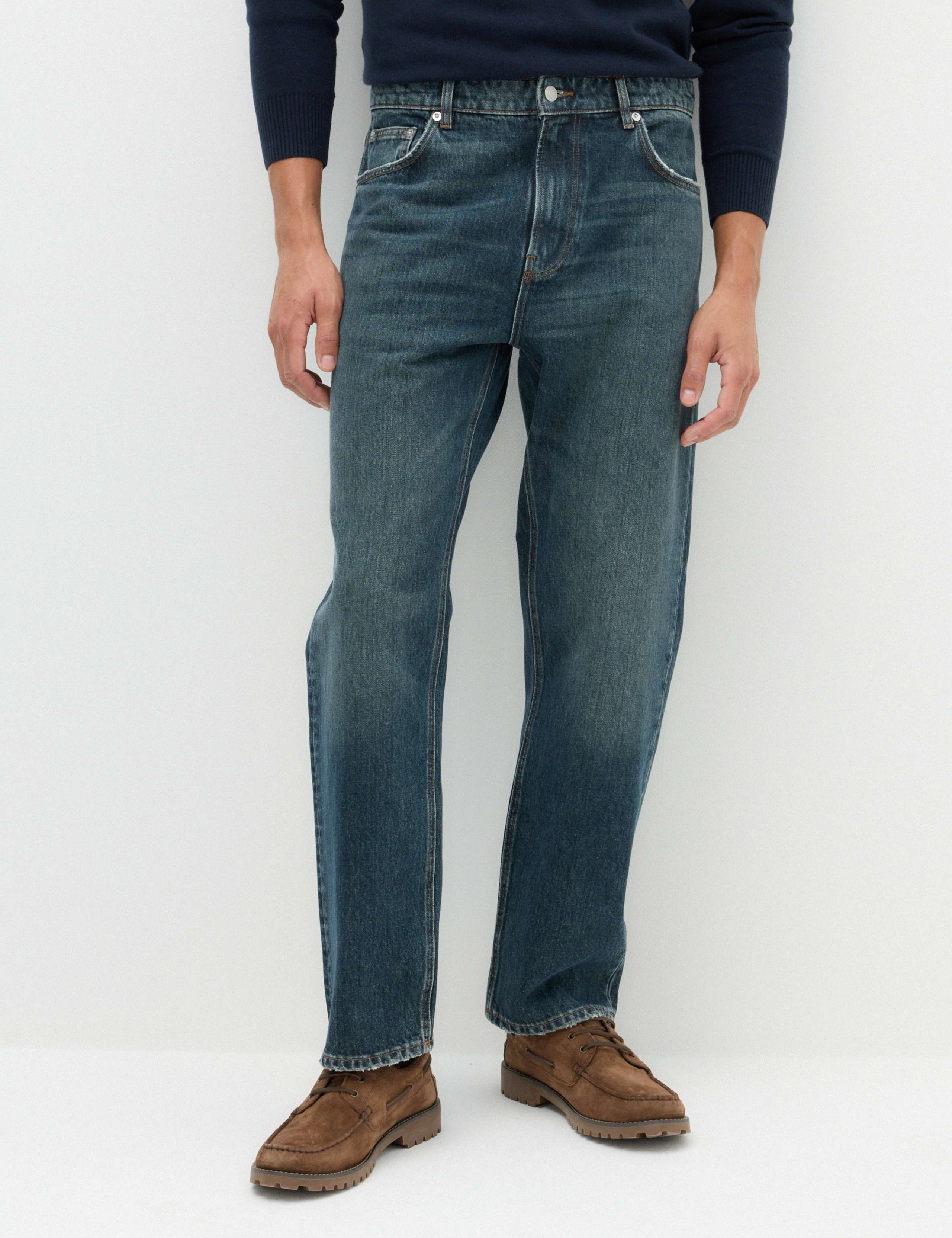 Straight Fit Pure Cotton Heavyweight Jeans