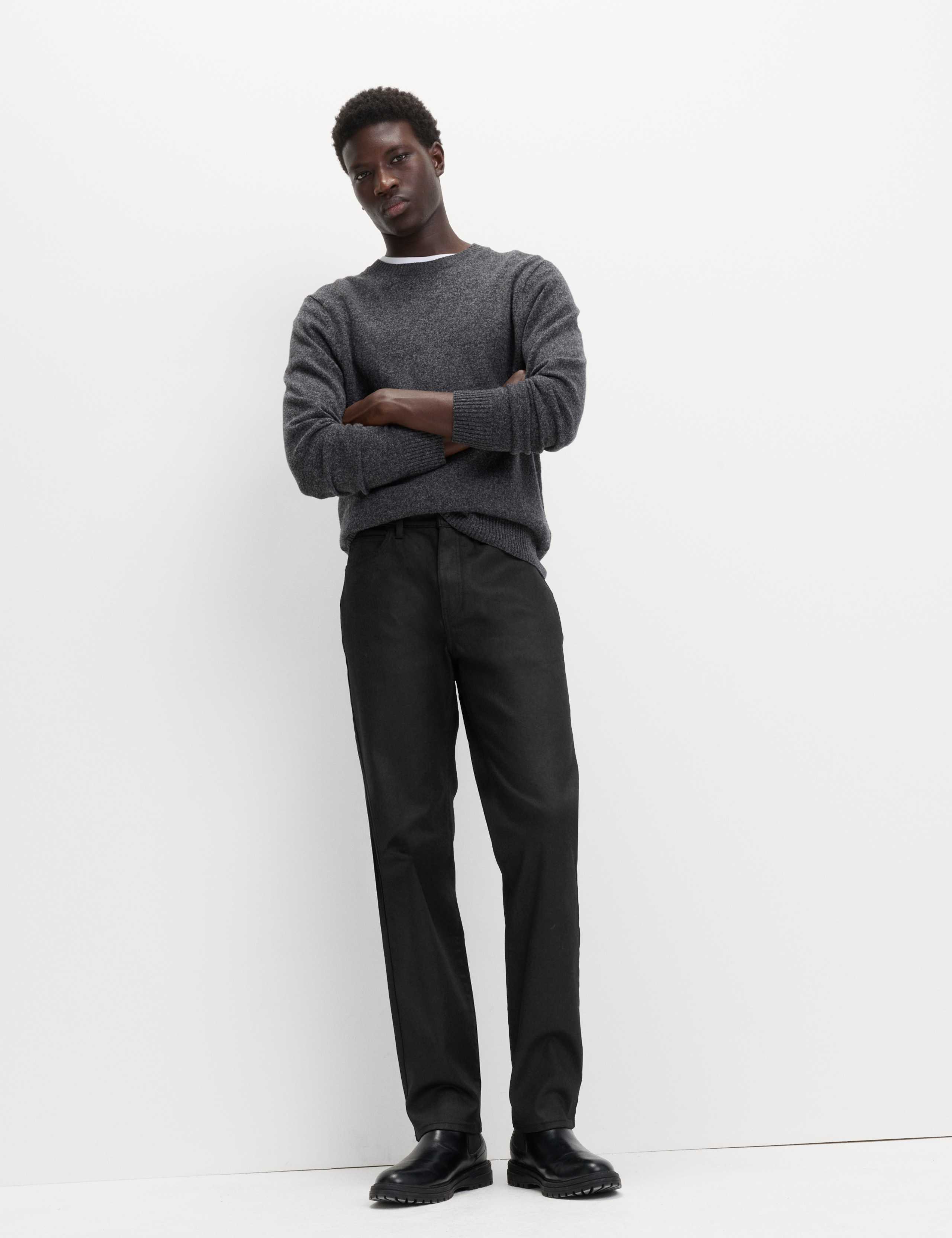 Straight Fit Coated Denim Jeans
