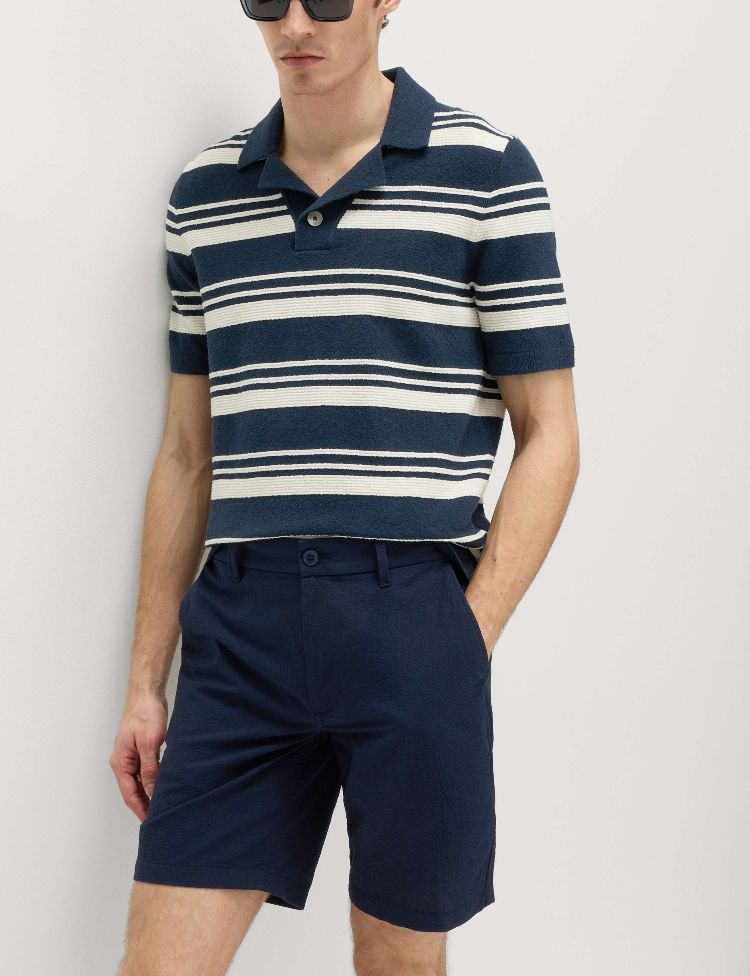 Half-Elasticated Waist Seersucker Chino Shorts