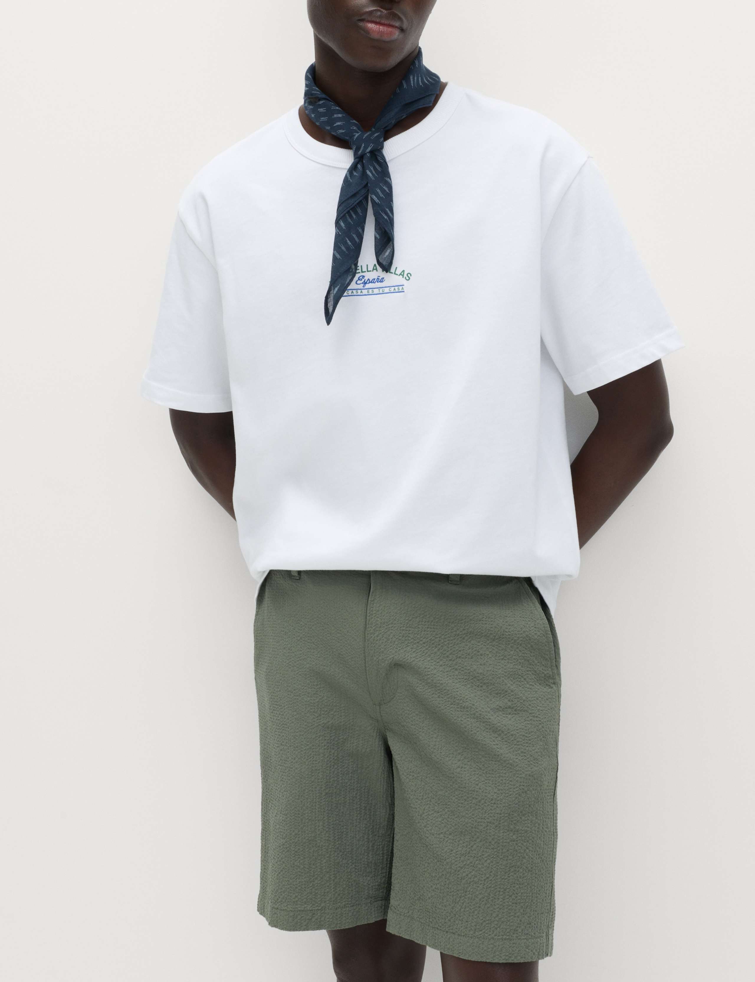 Half-Elasticated Waist Seersucker Chino Shorts