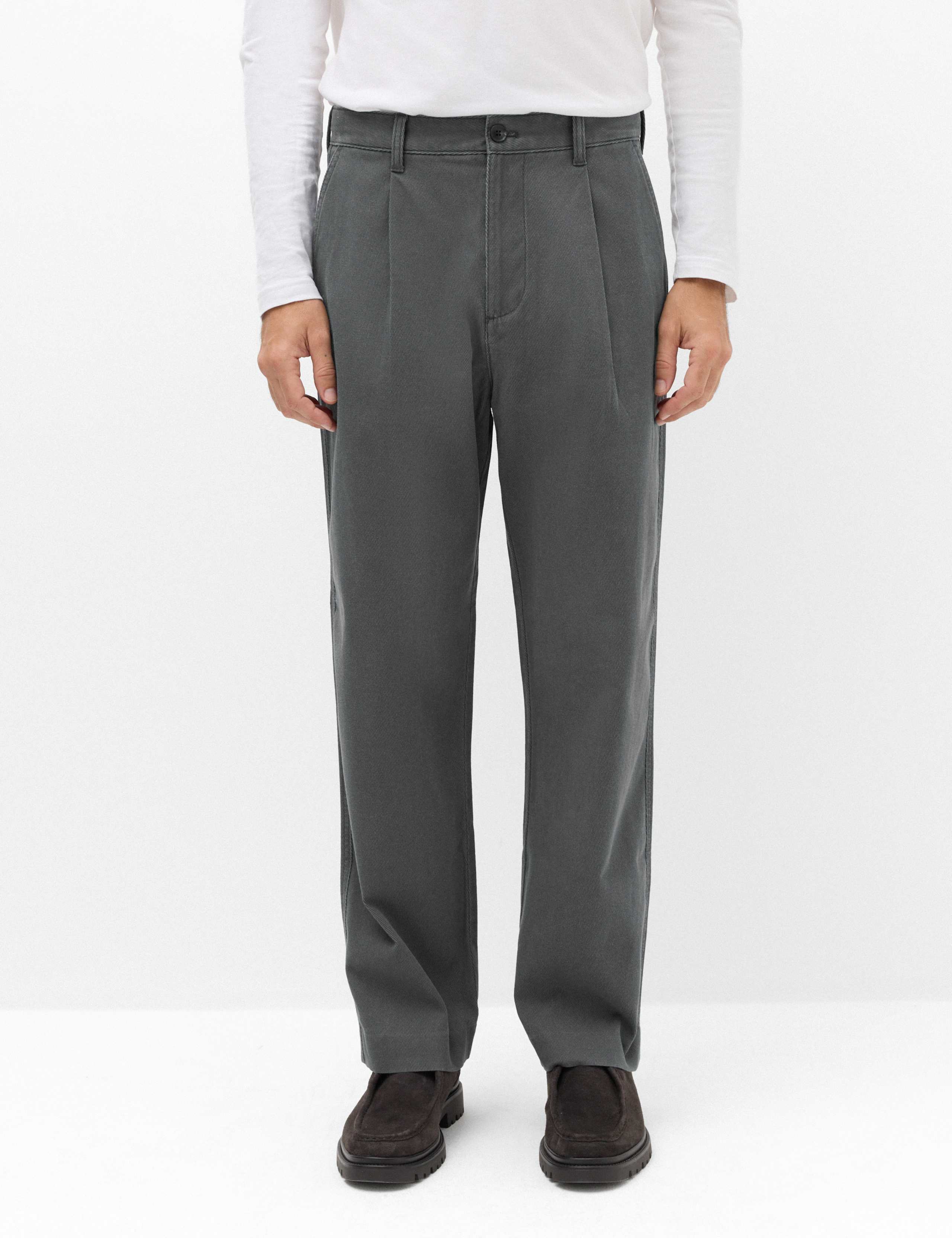 Cotton Rich Relaxed Pleat Front Trousers