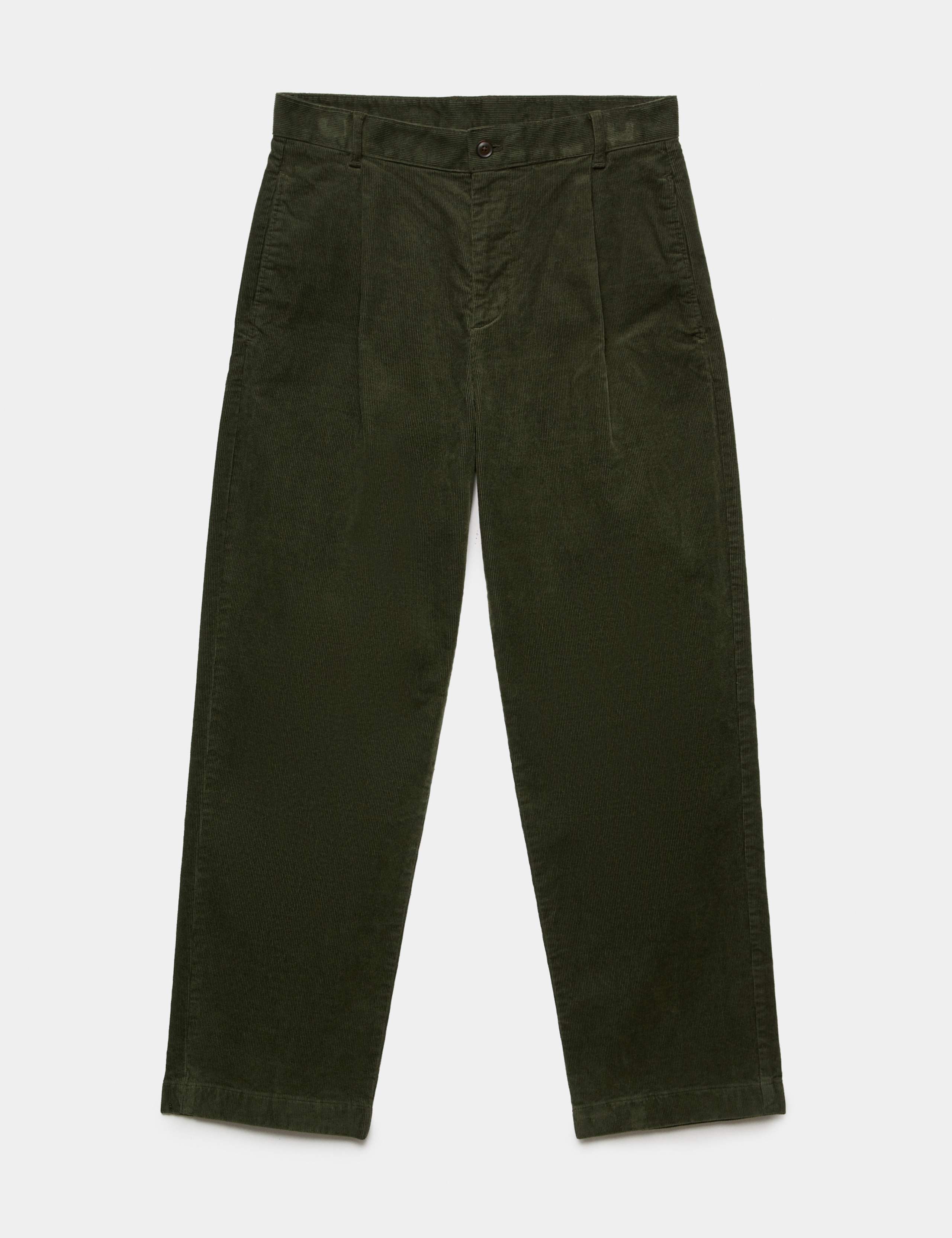 Relaxed Fit Corduroy Pleat Front Trousers