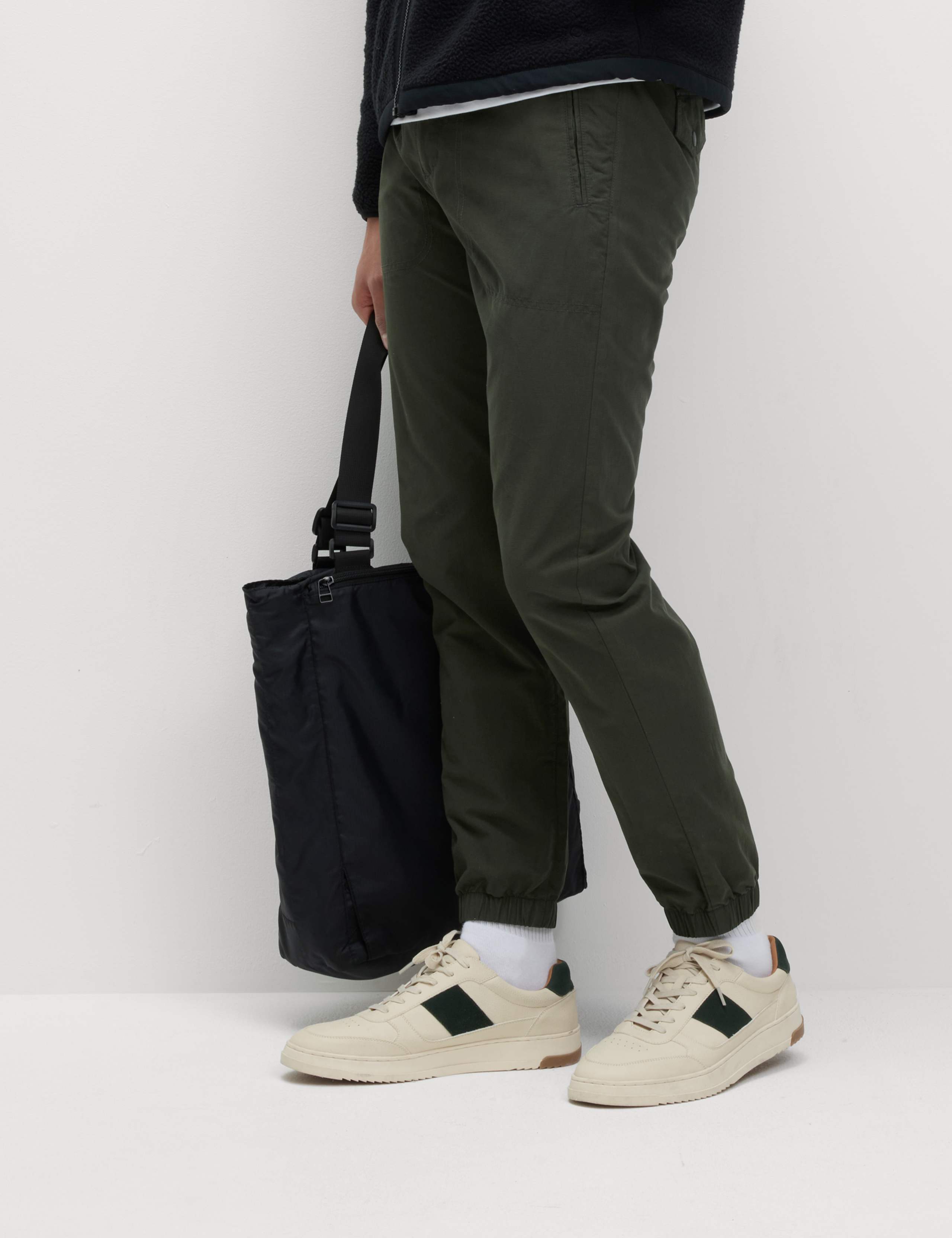 Slim Fit Textured Cuffed Trousers