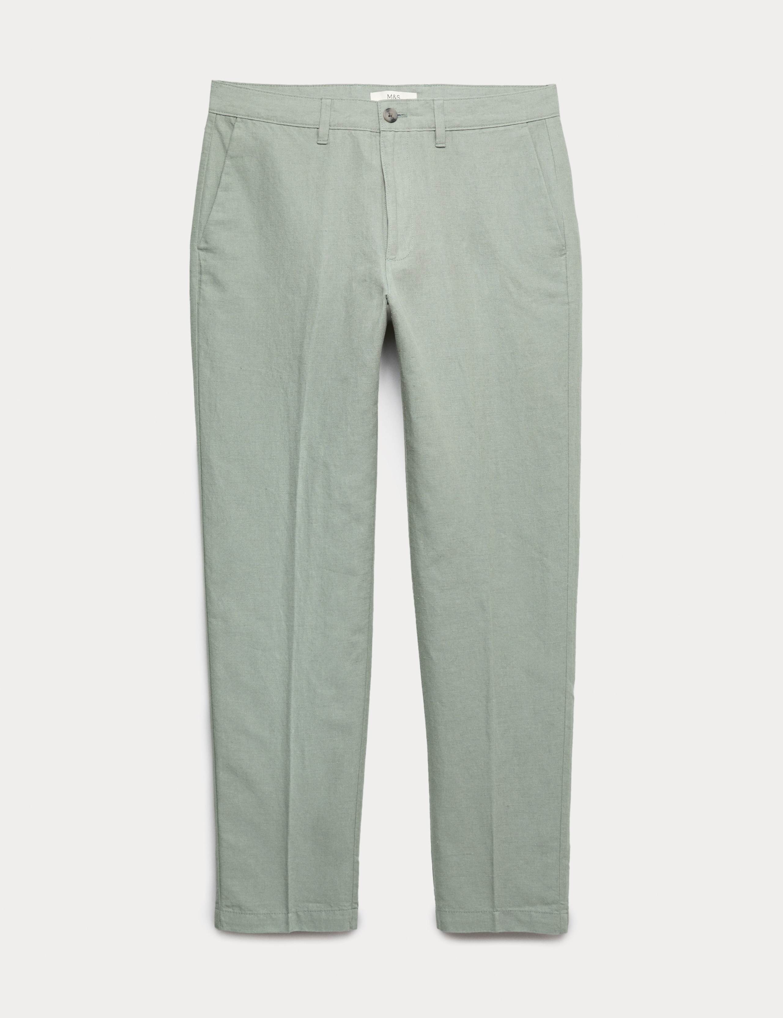 Regular Fit Cotton Linen Blend Chinos