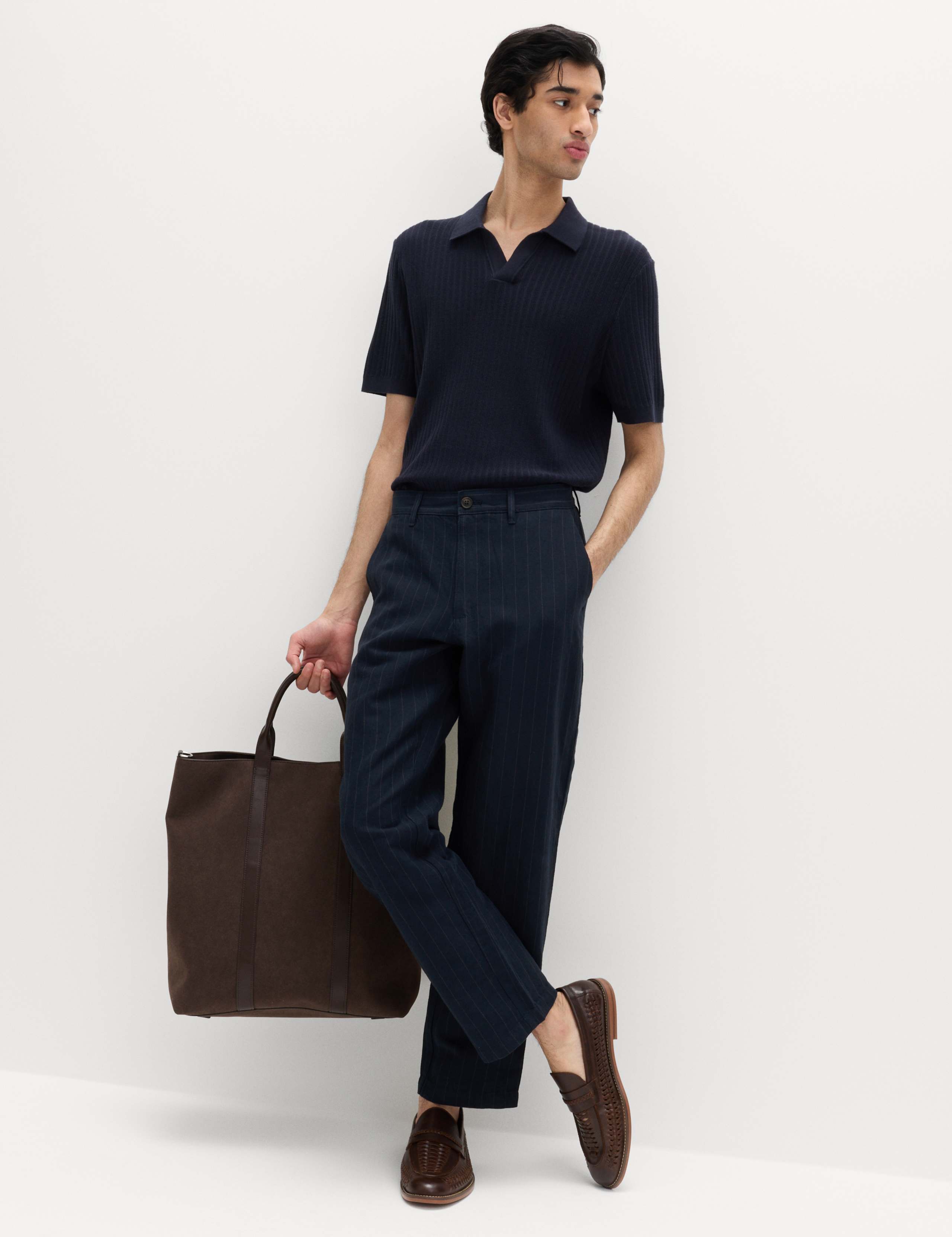 Regular Fit Cotton Linen Blend Chinos