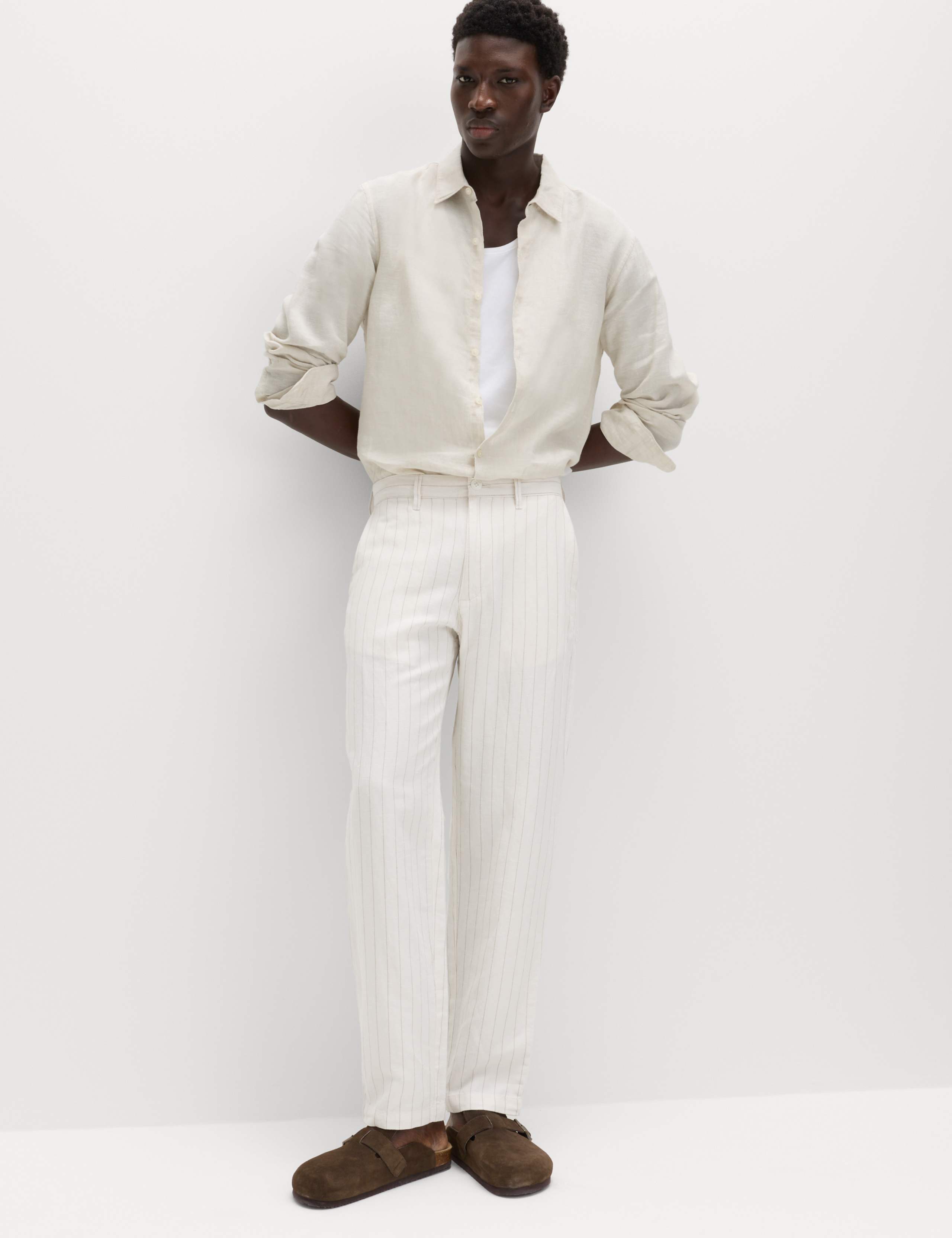 Regular Fit Cotton Linen Blend Chinos