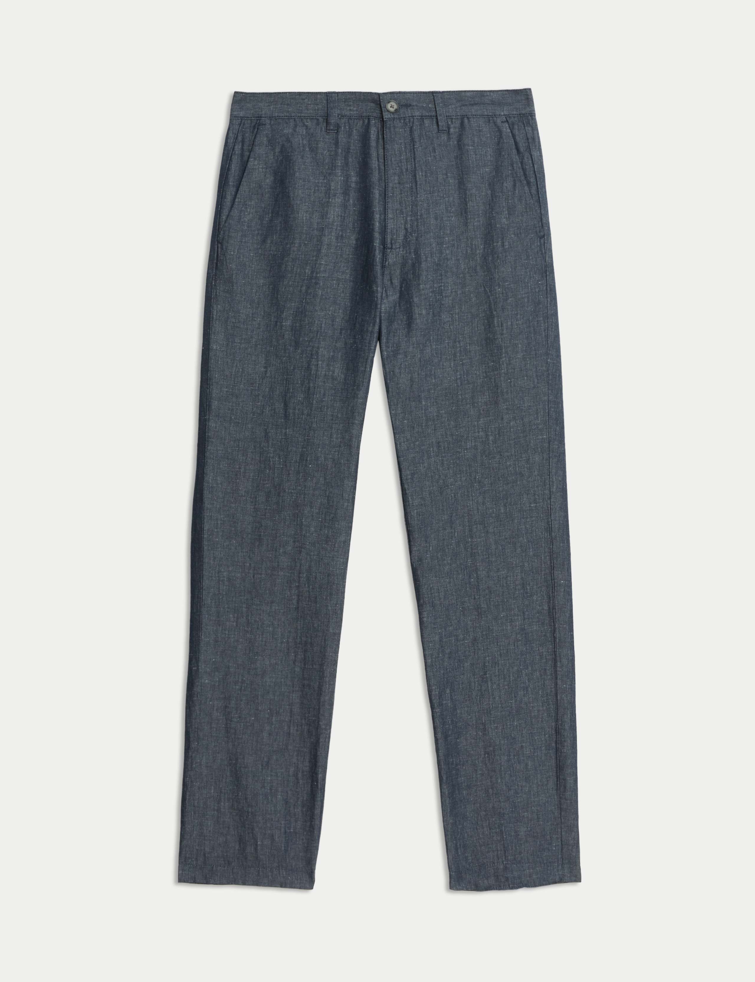Regular Fit Cotton Linen Blend Chinos