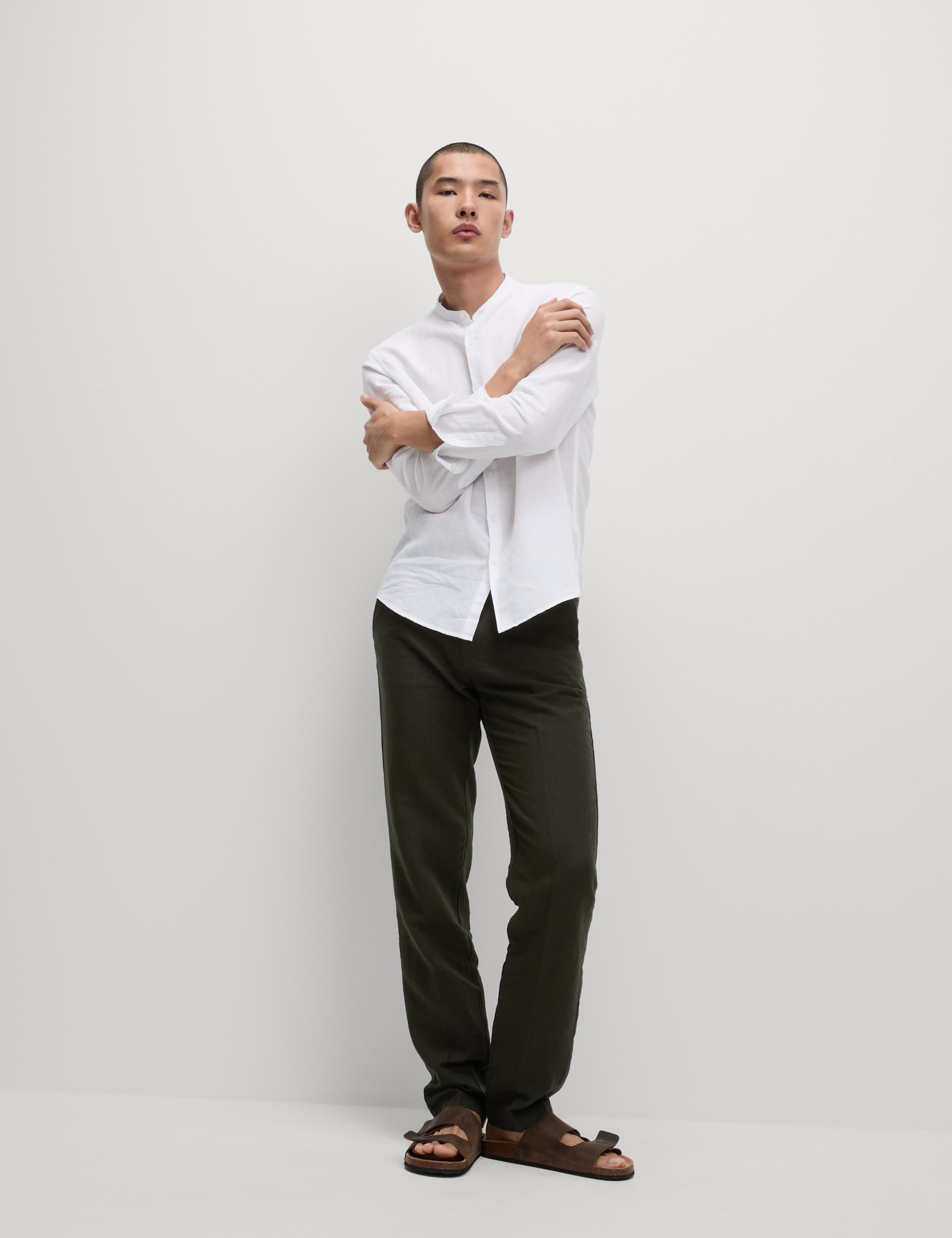 Regular Fit Cotton Linen Blend Chinos