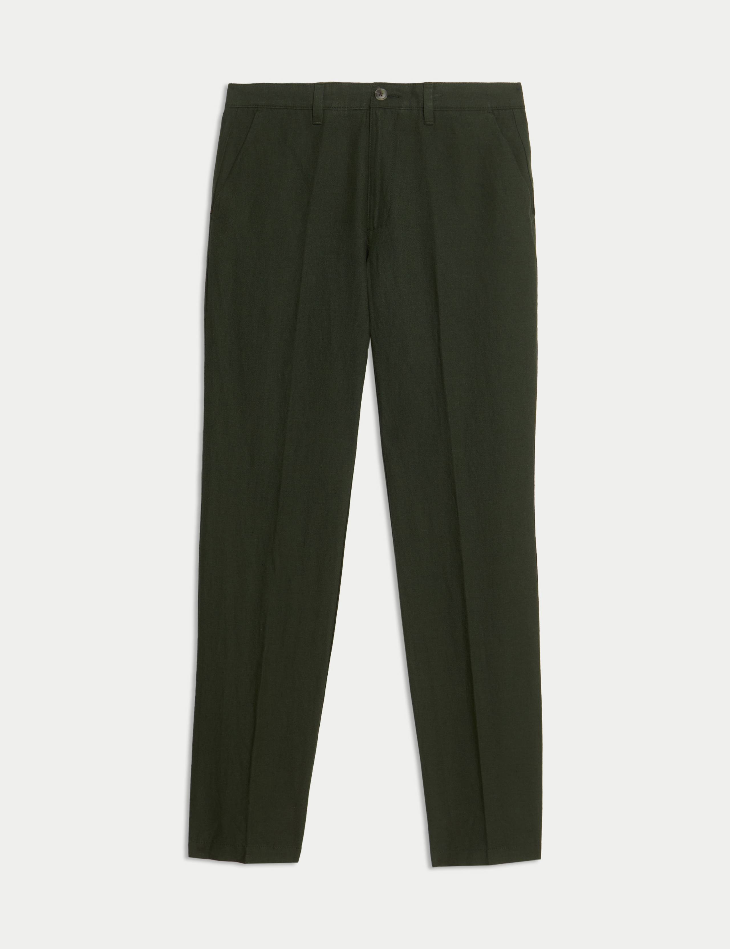 Regular Fit Cotton Linen Blend Chinos