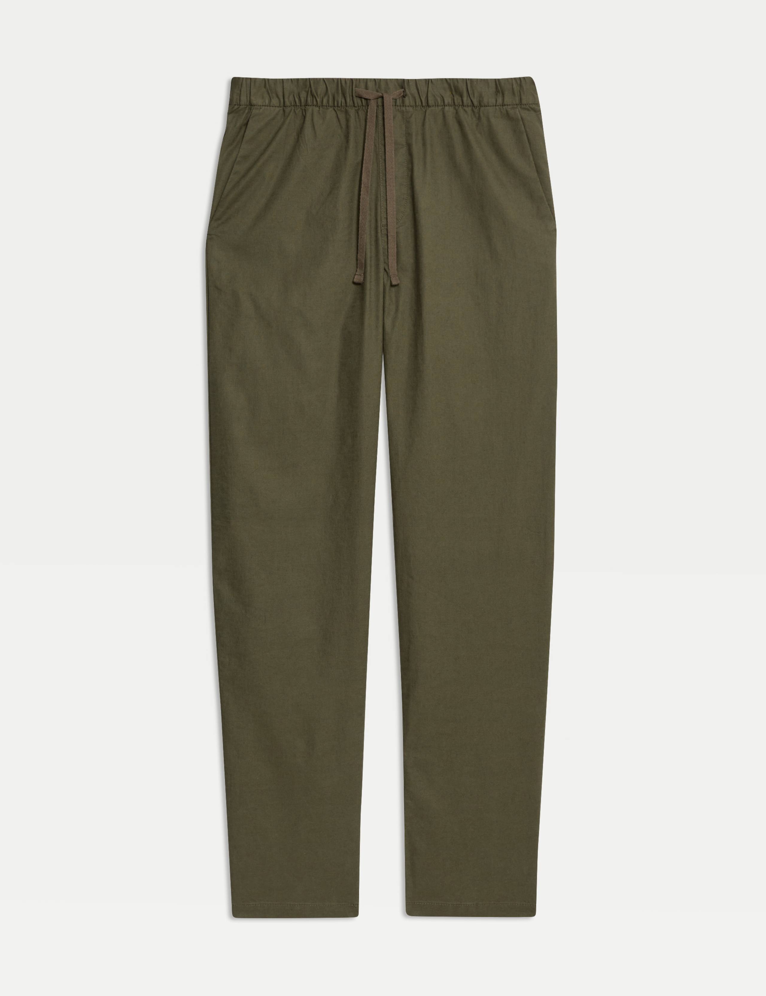 Loose Fit Cotton Linen Blend Elasticated Trousers