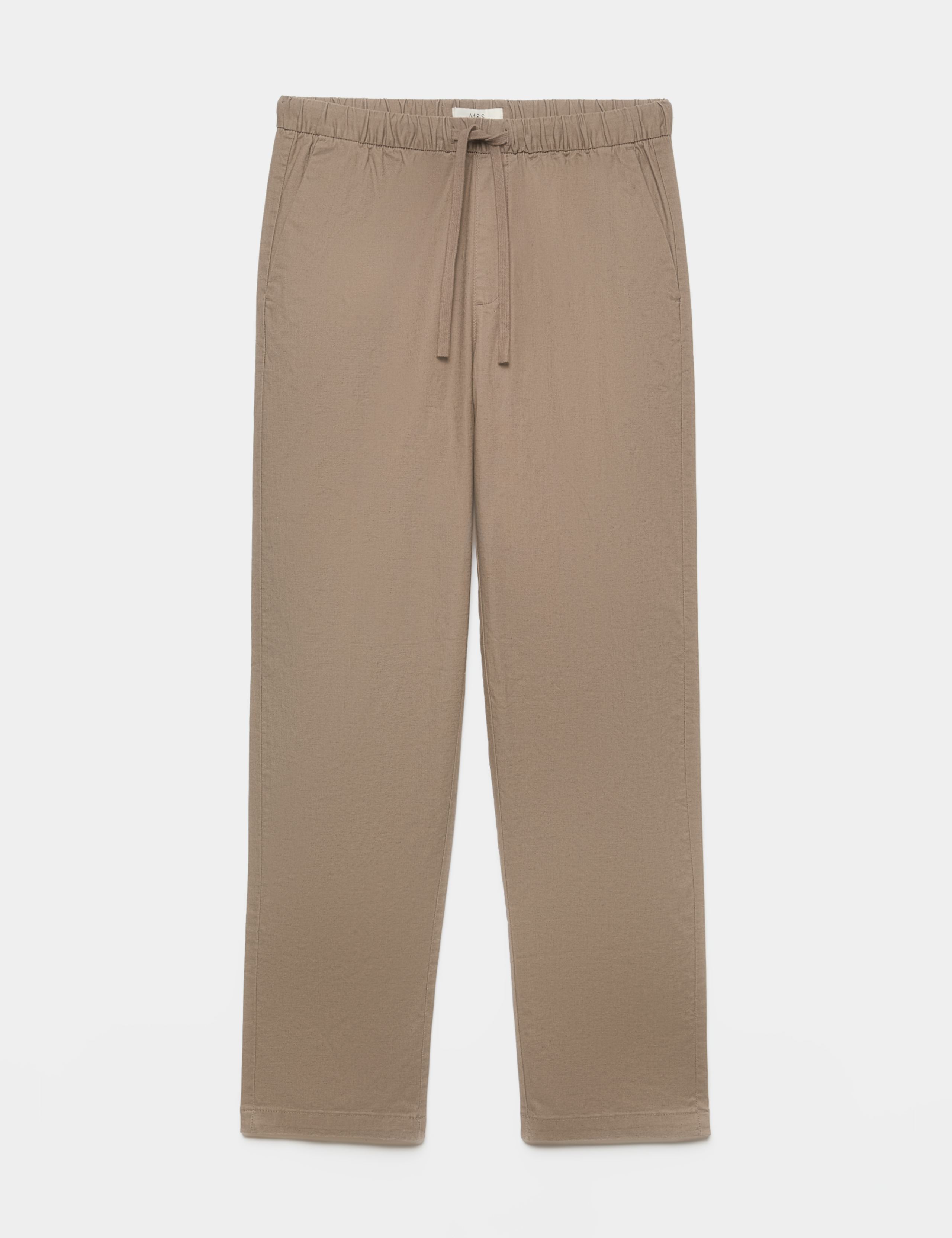 Loose Fit Linen Blend Elasticated Waist Trousers