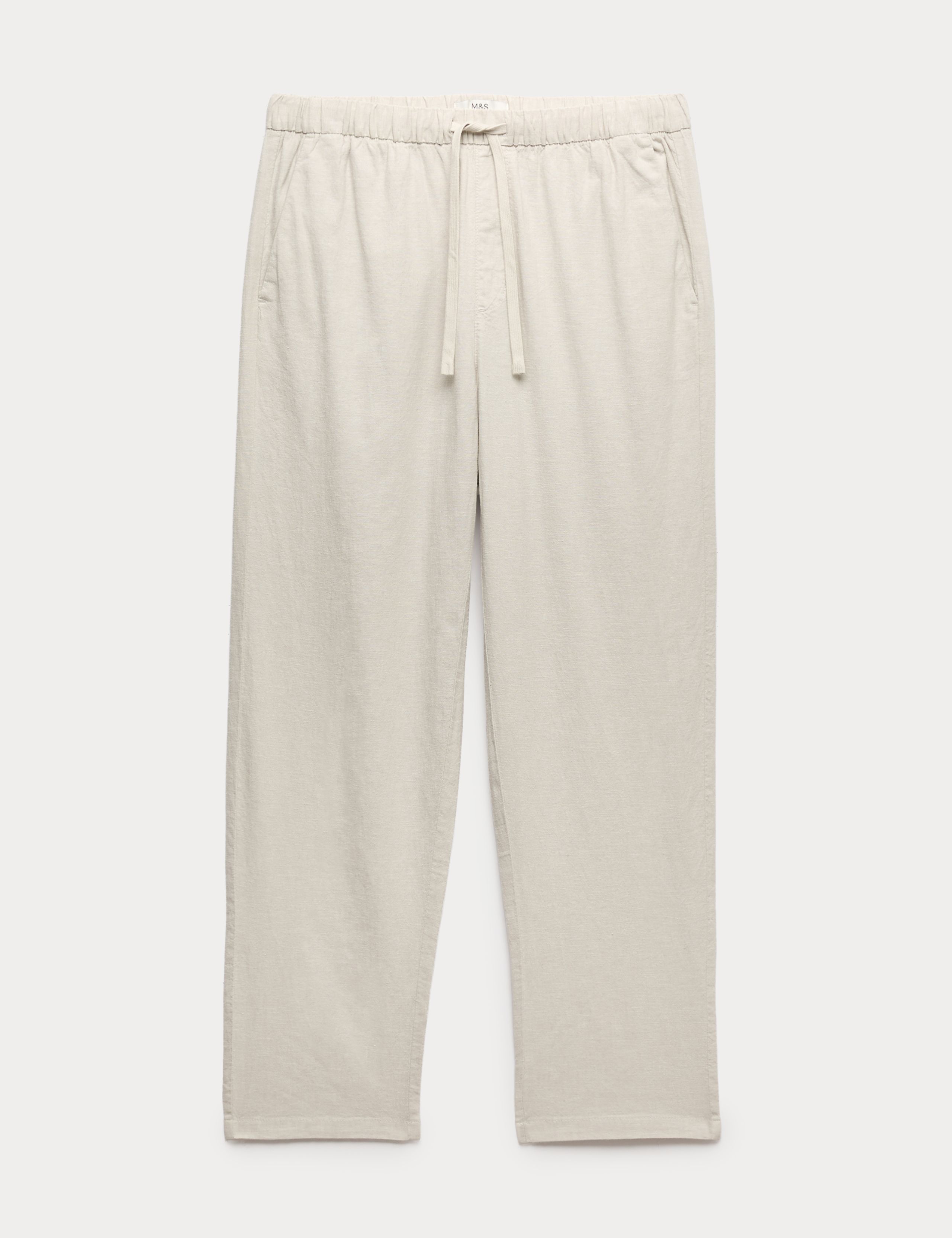 Loose Fit Linen Blend Elasticated Waist Trousers