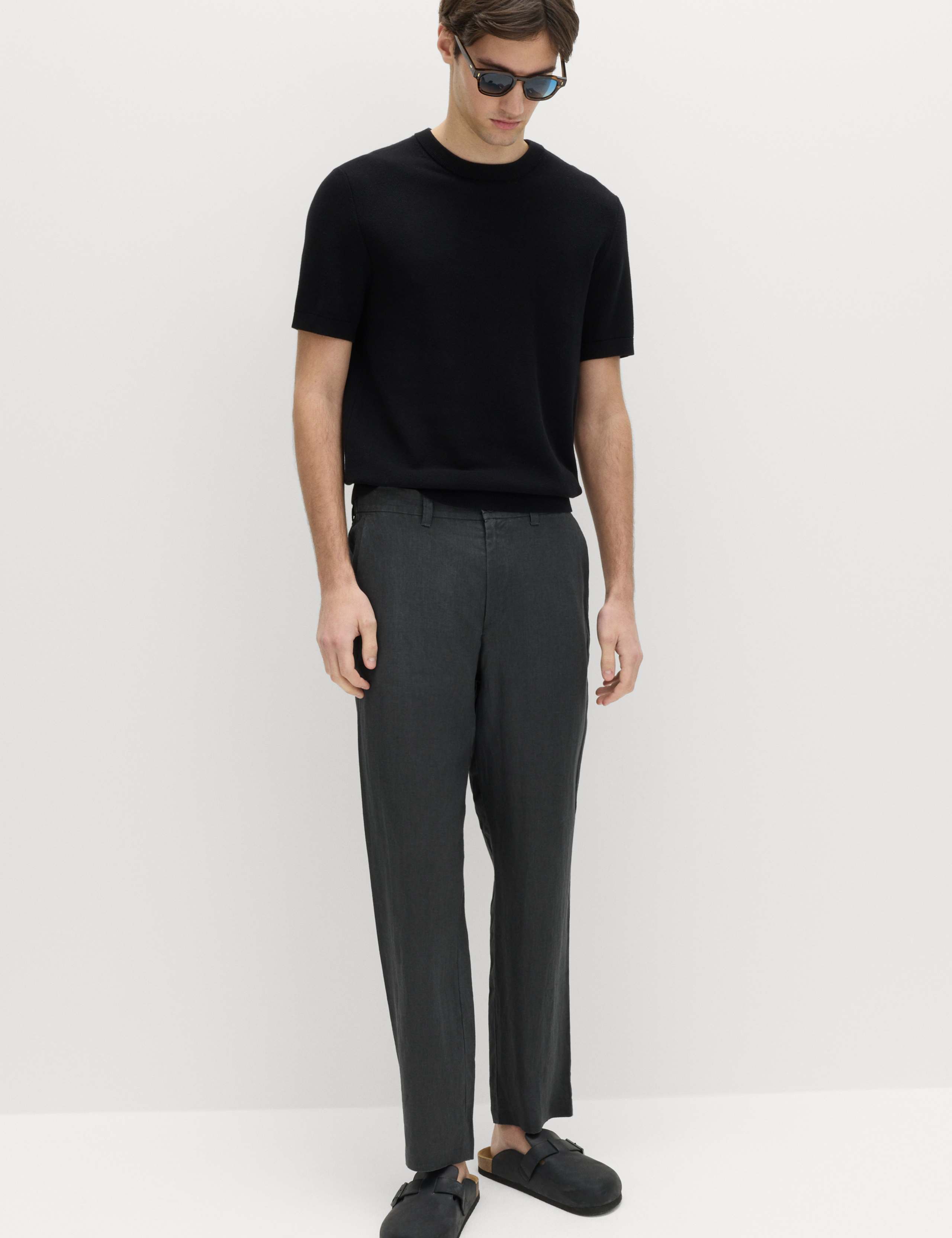 Pure Linen Half- Elasticated Waist Trousers
