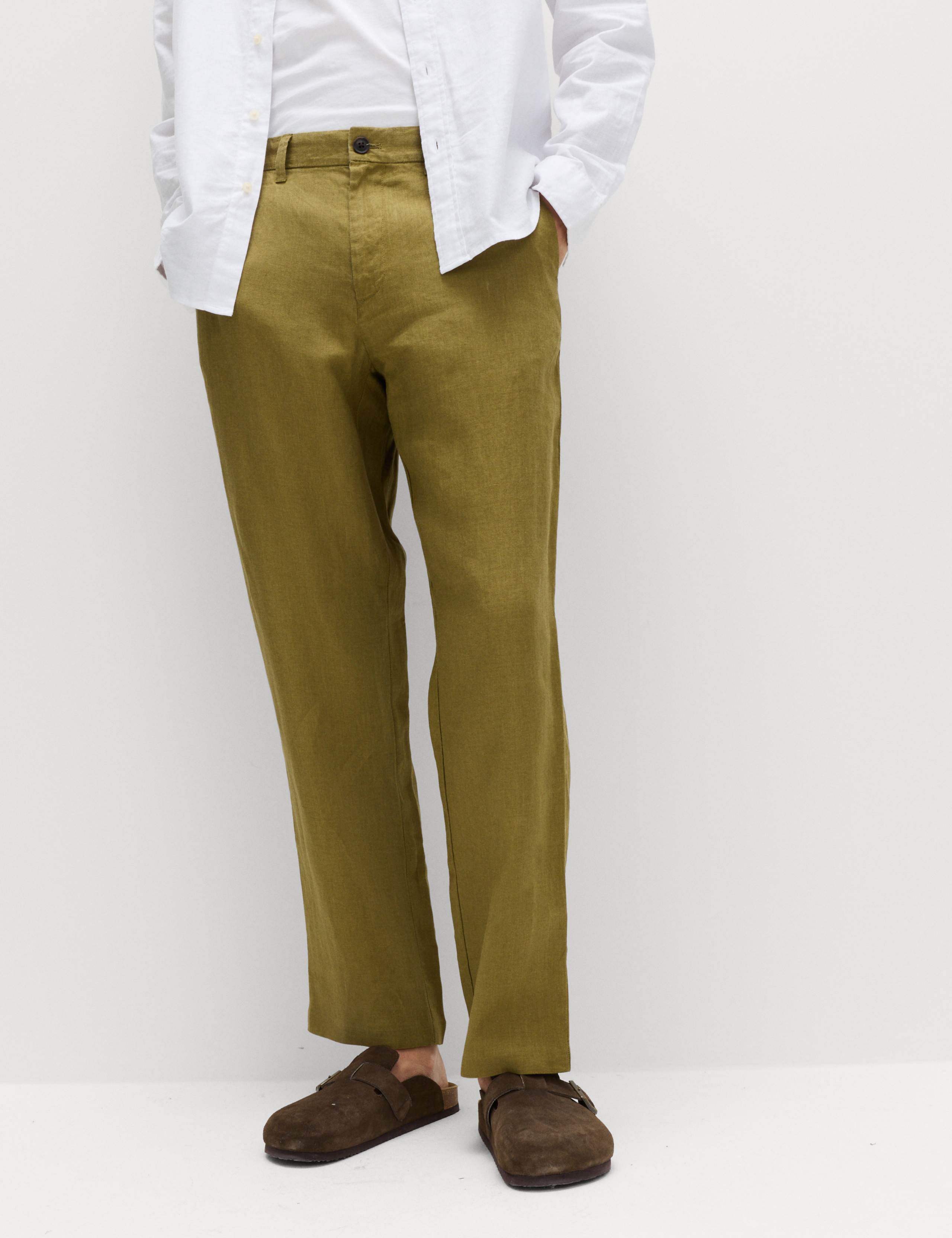 Pure Linen Half- Elasticated Waist Trousers