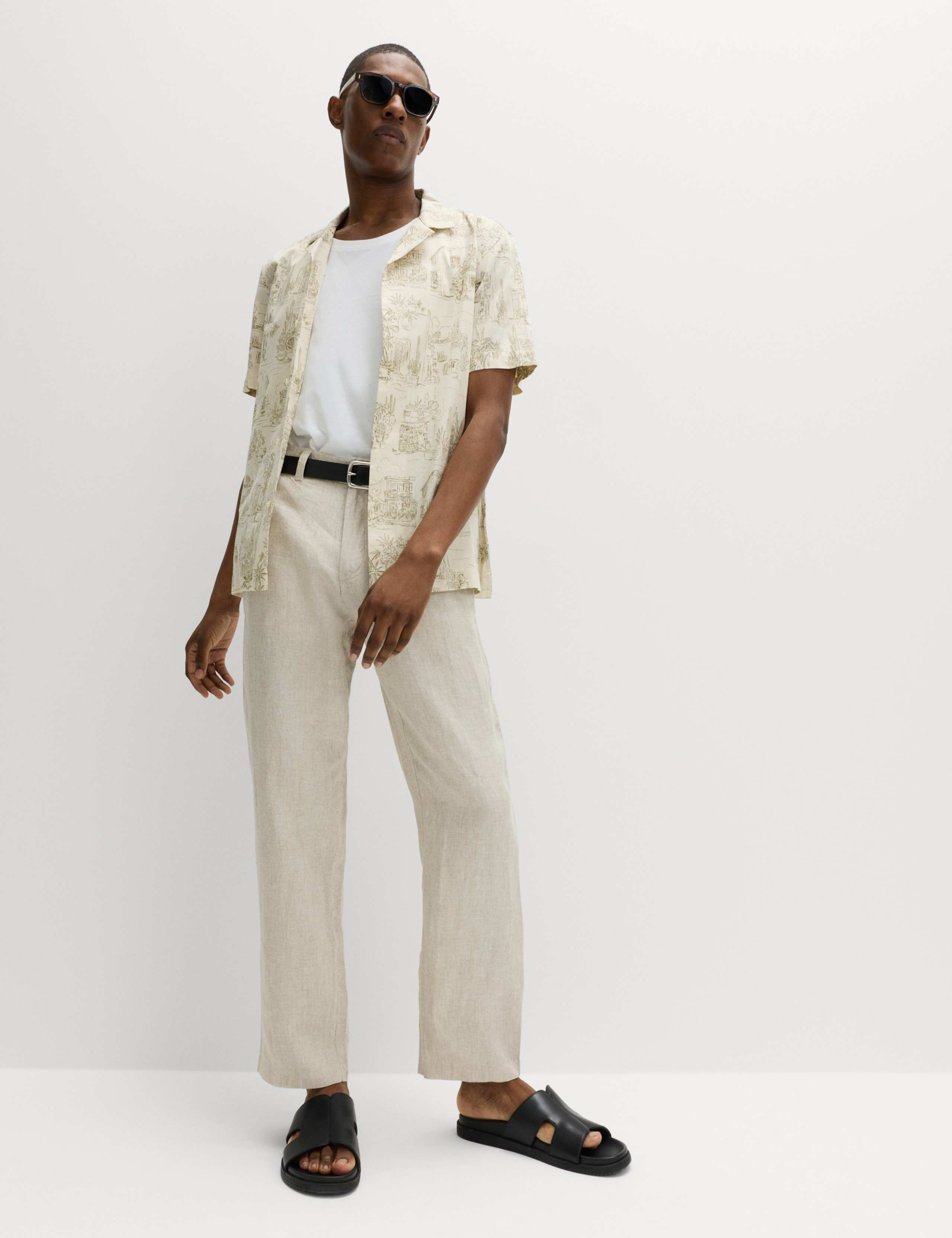 Pure Linen Half- Elasticated Waist Trousers