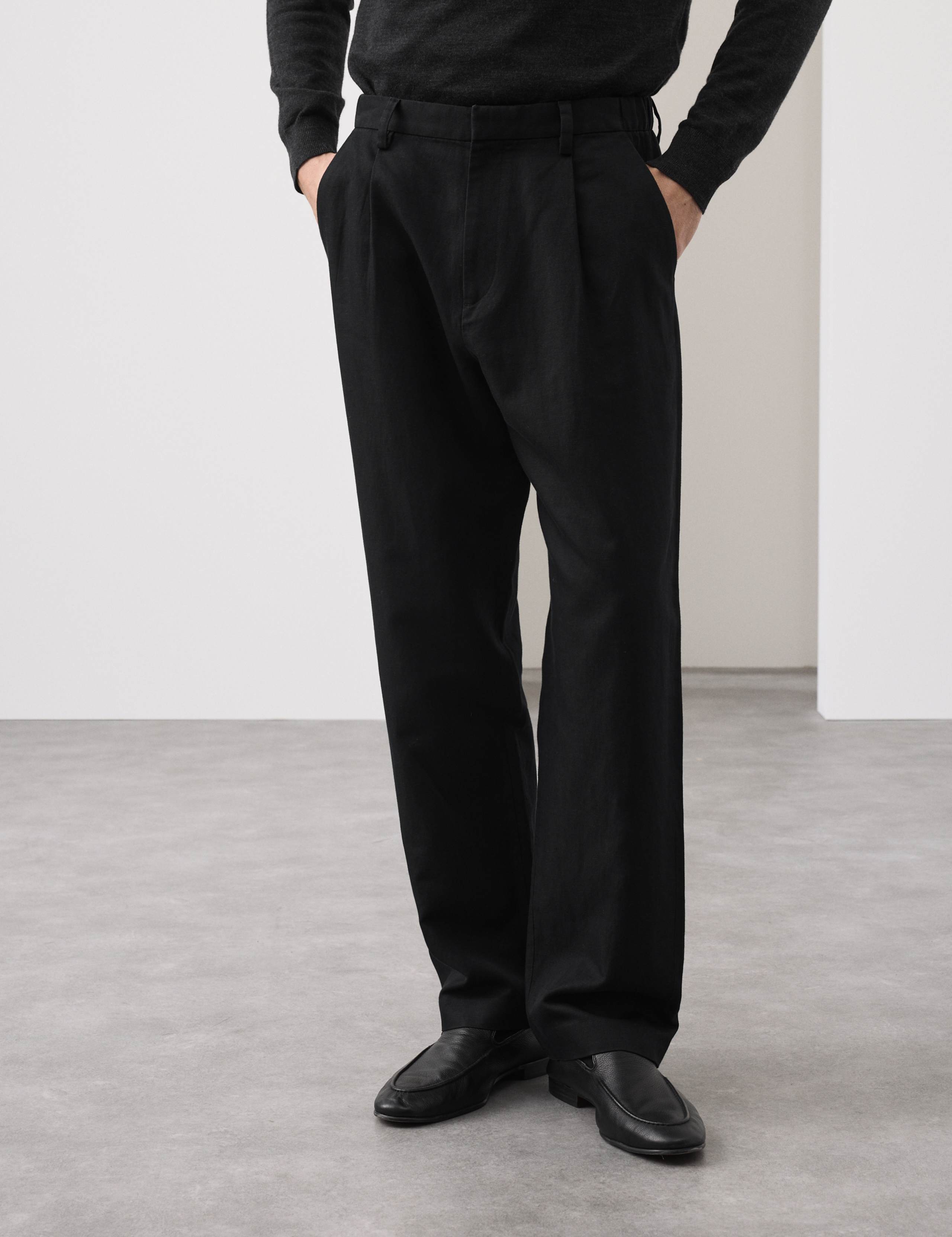 Relaxed Fit Cotton Linen Blend Trousers