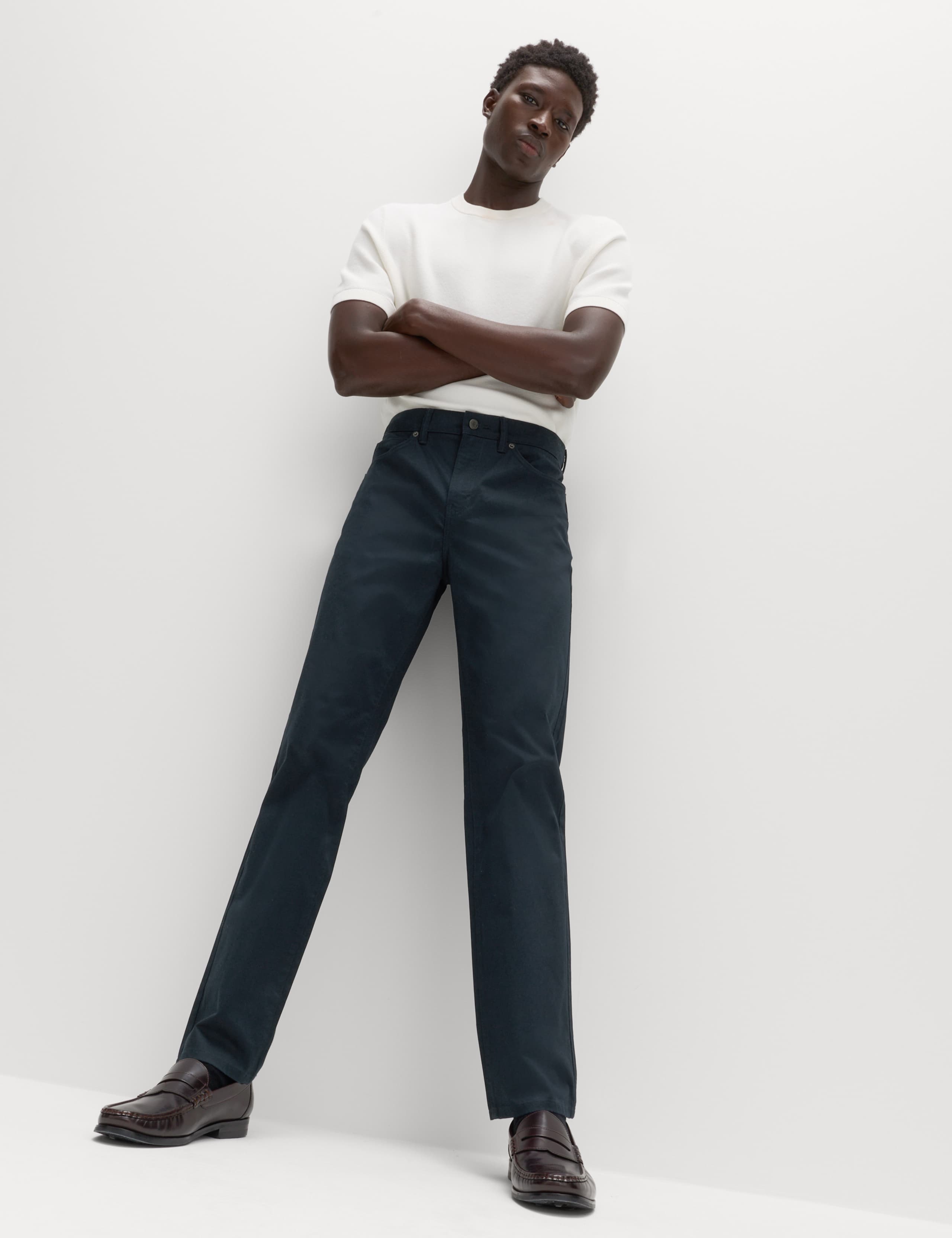 Straight Fit Textured 5 Pocket Trousers