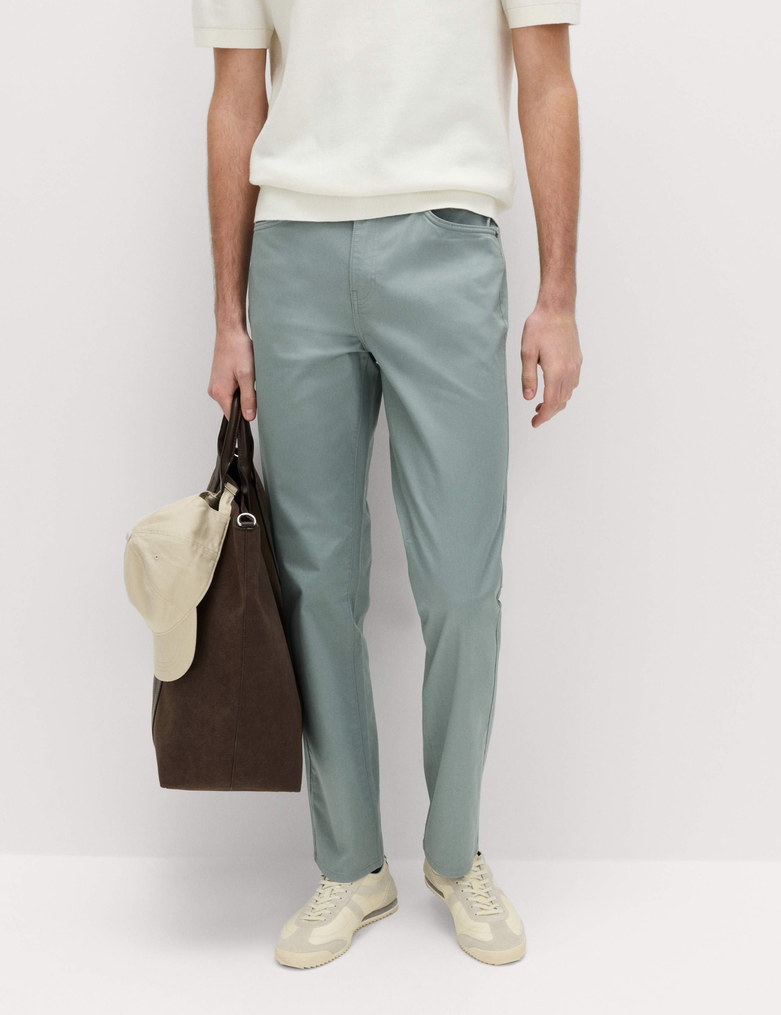 Straight Fit Textured 5 Pocket Trousers