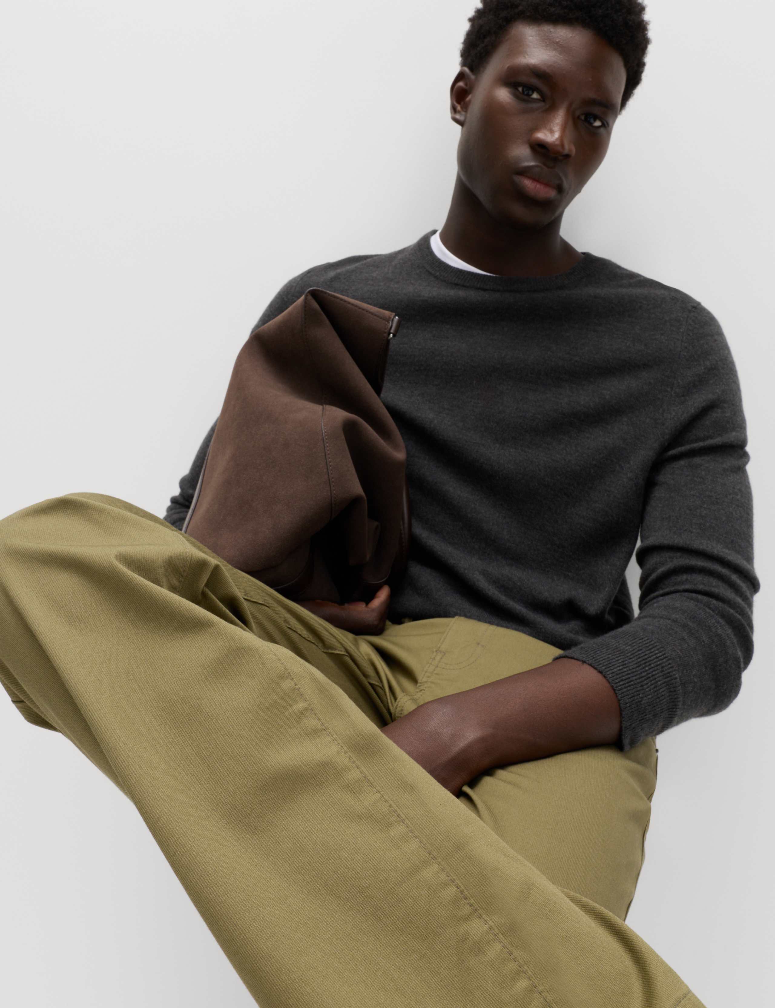 Straight Fit Textured 5 Pocket Trousers
