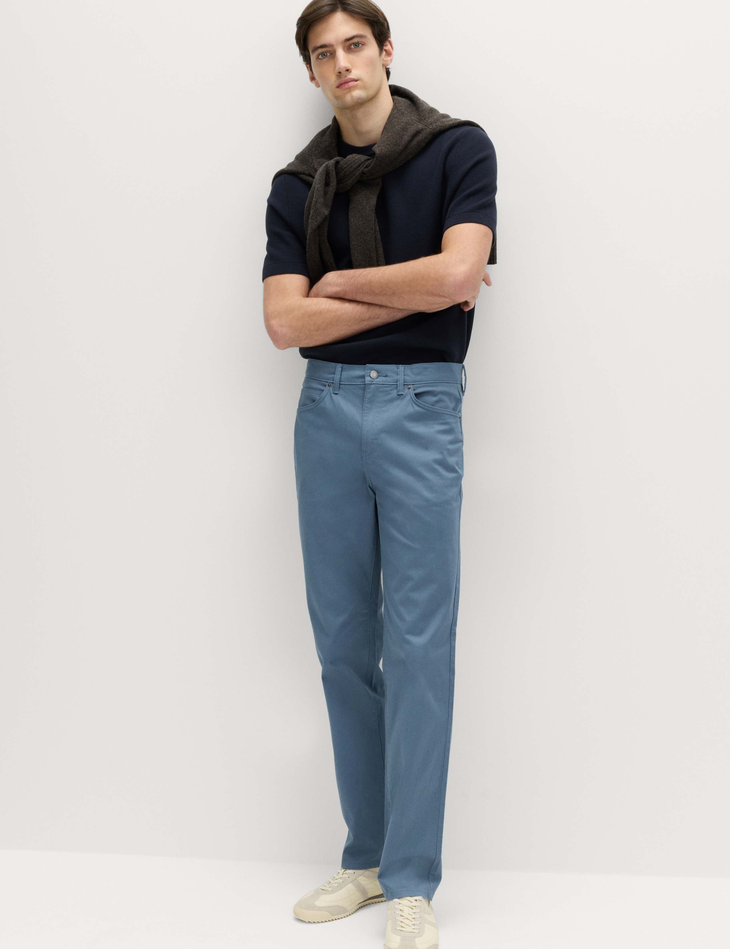 Straight Fit Textured 5 Pocket Trousers