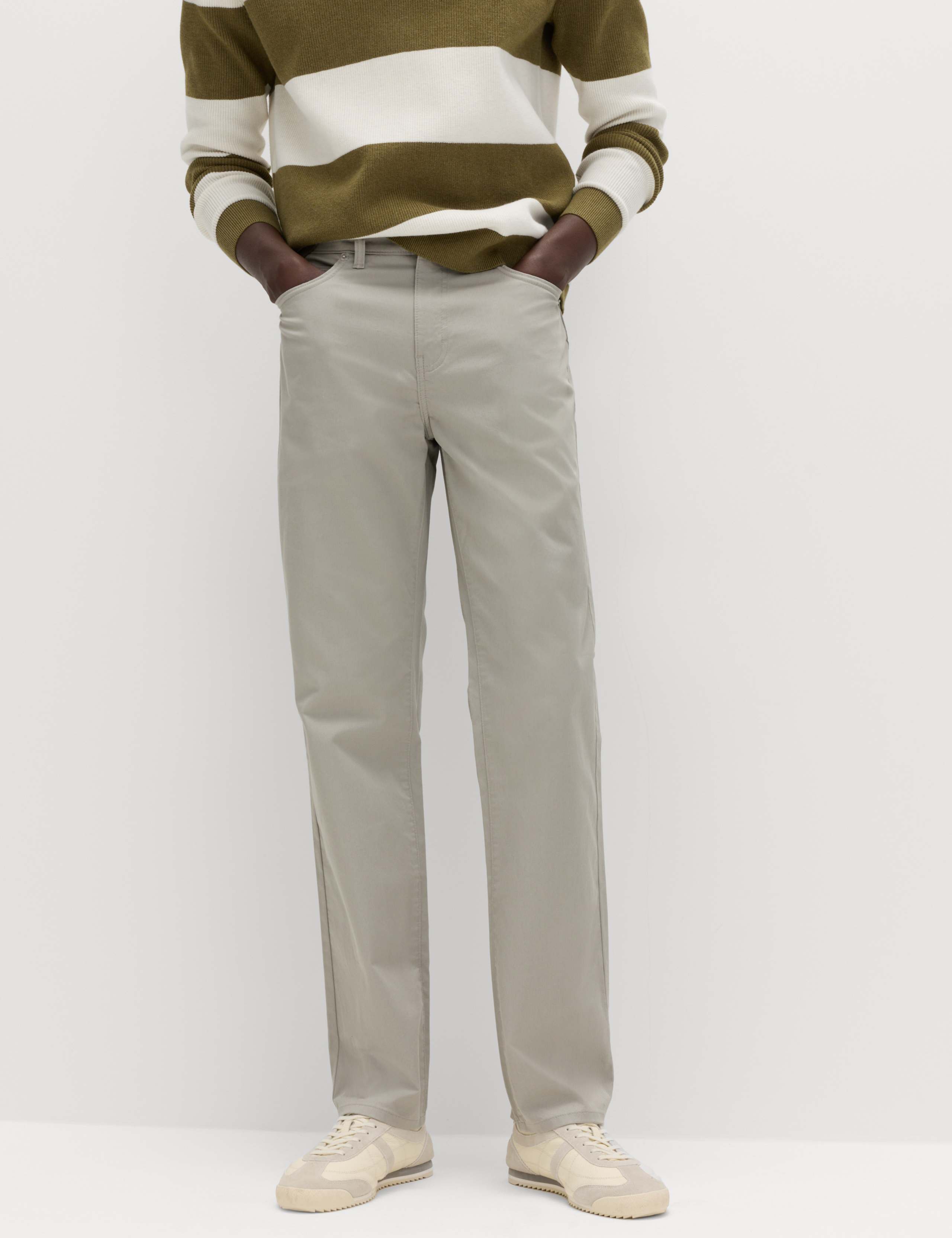 Straight Fit Textured 5 Pocket Trousers