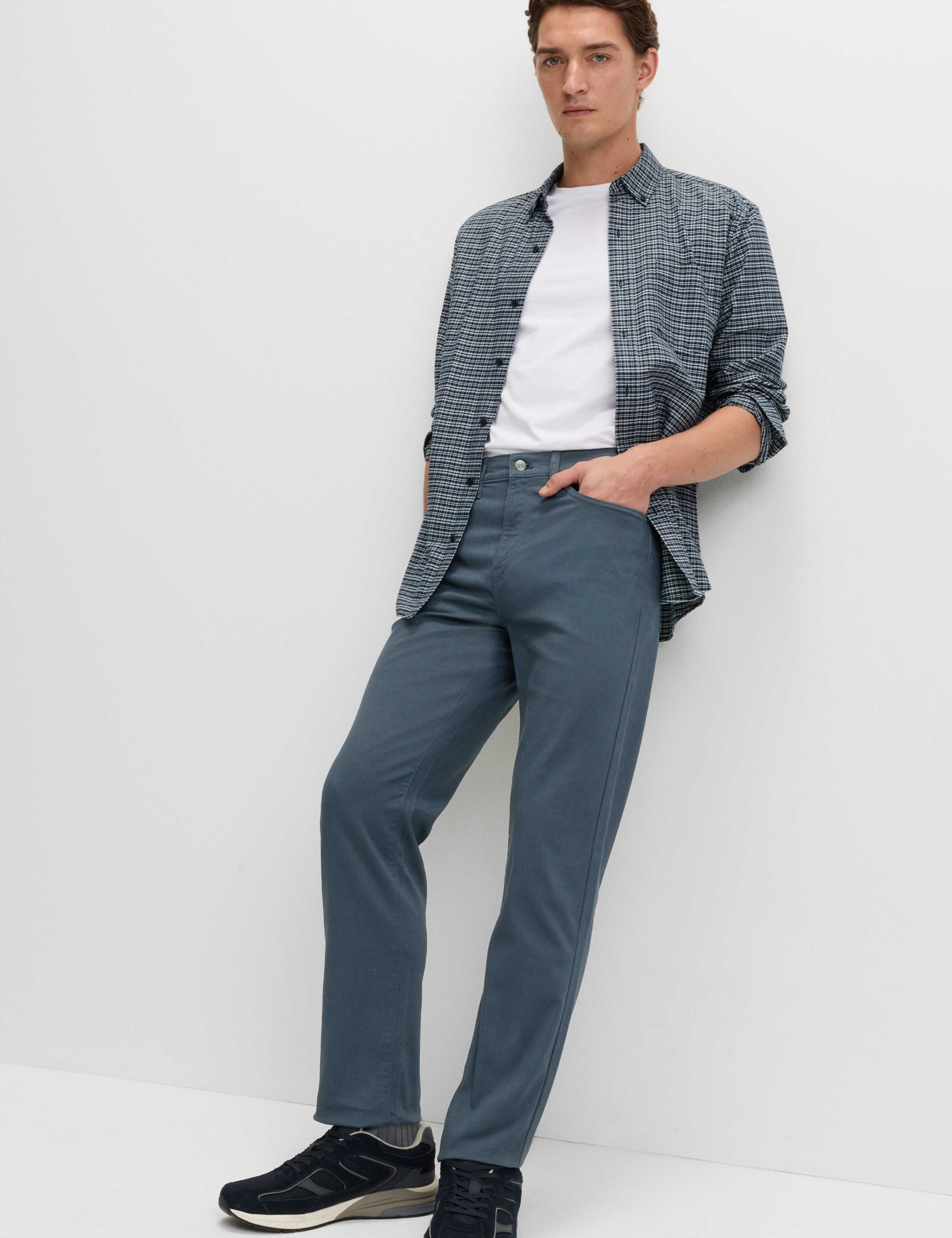 Straight Fit Textured 5 Pocket Trousers