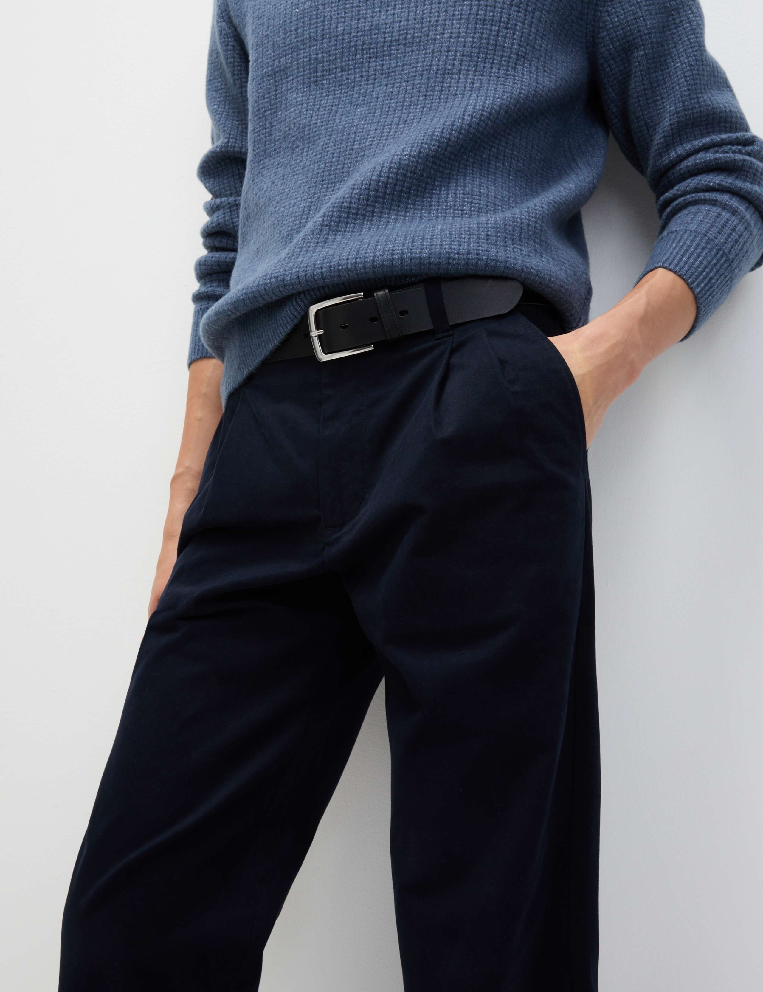 Tapered Fit Twin Pleat Stretch Chinos