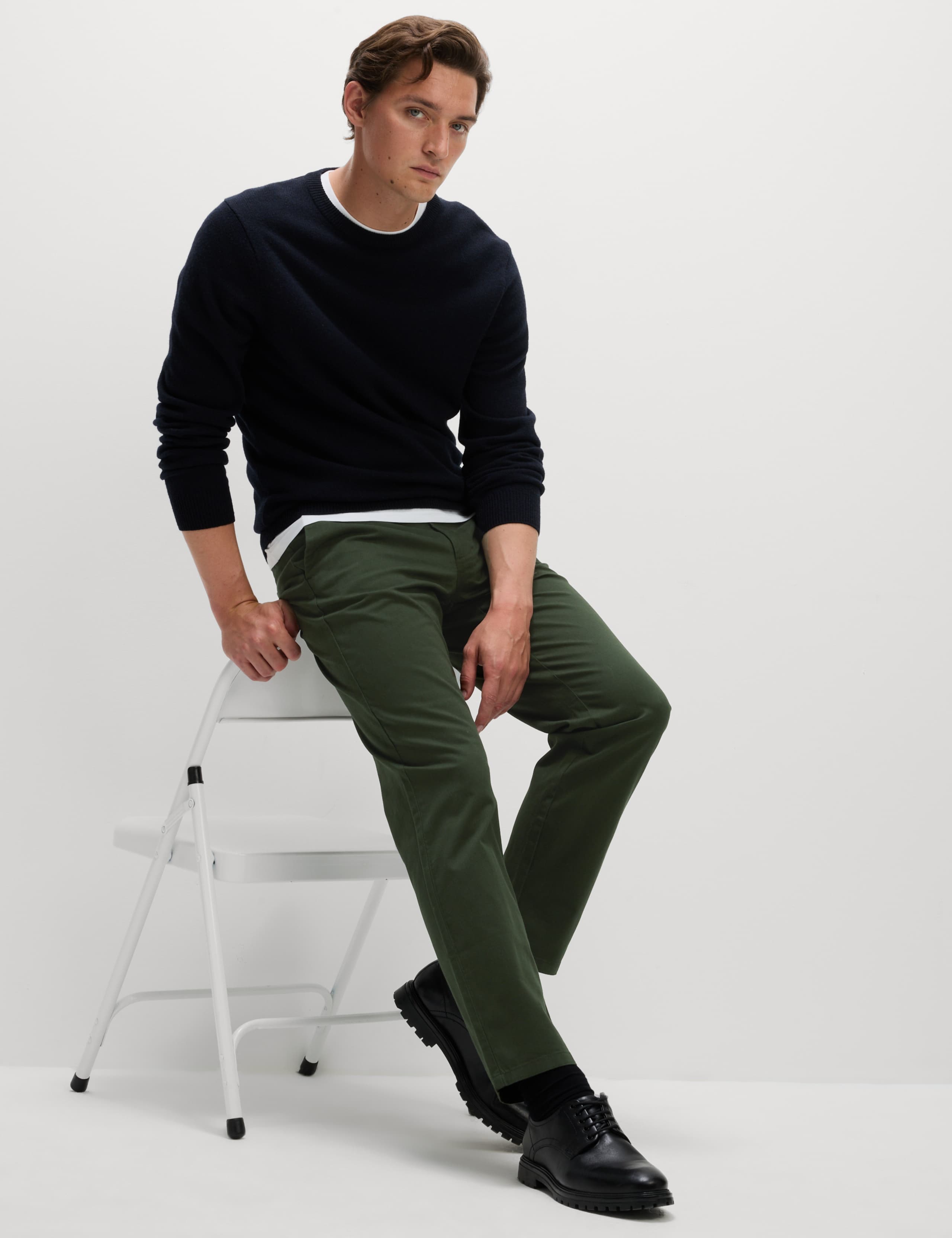 Regular Fit Elasticated Waist Chinos