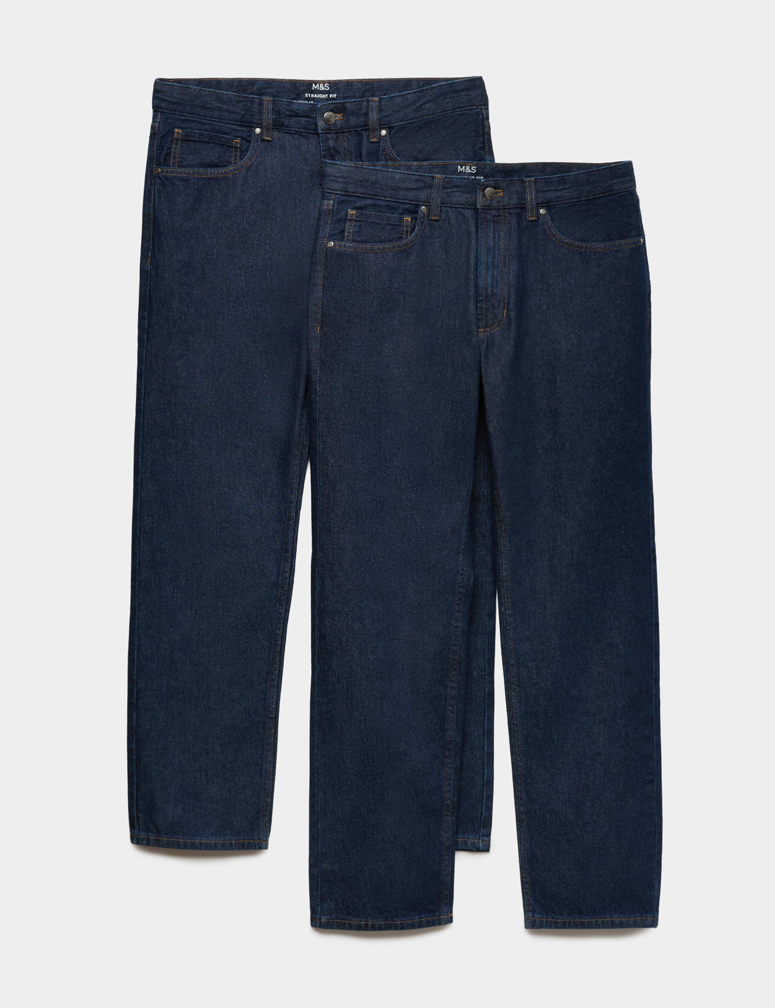 2 Pack Straight Fit Rigid Jeans