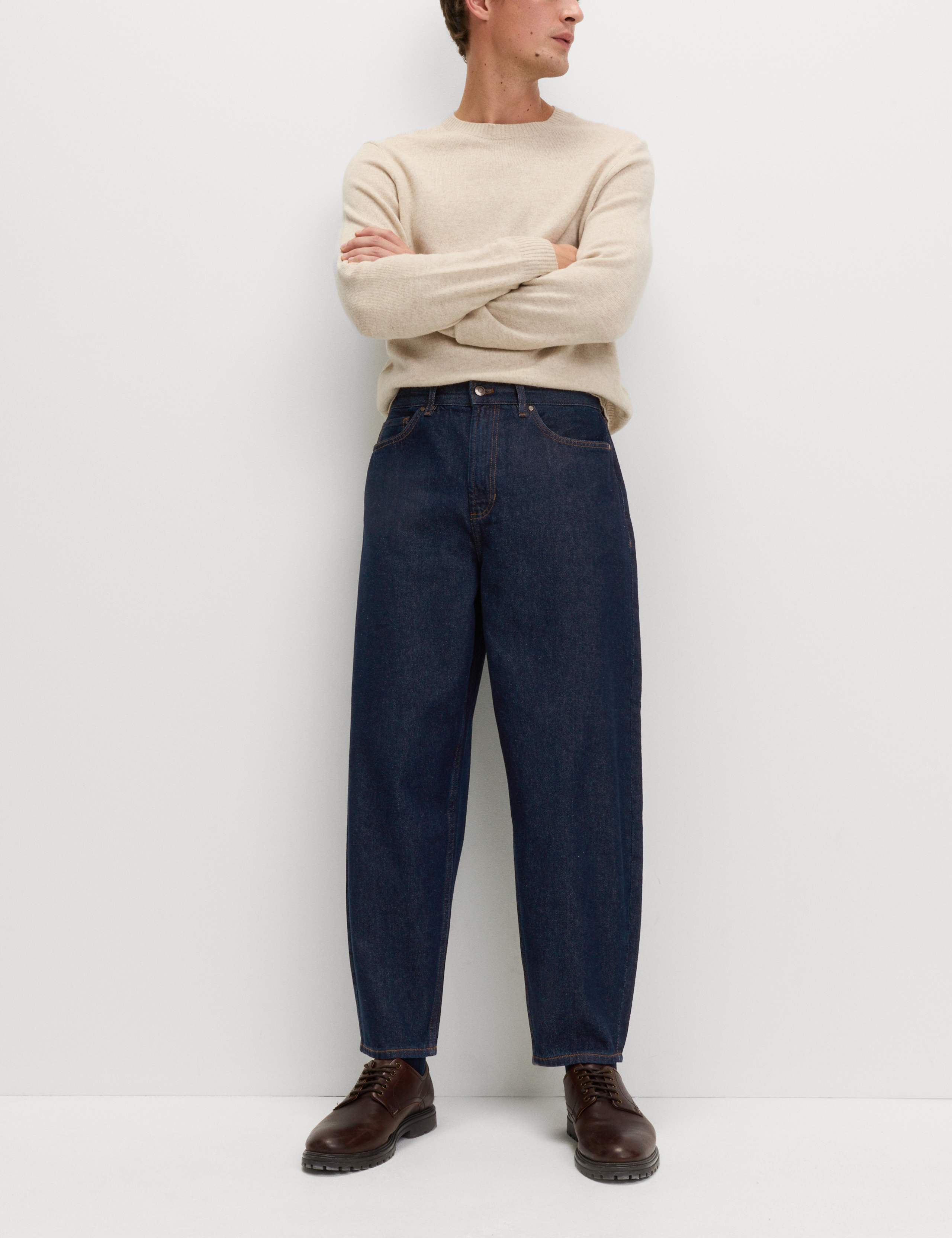 Barrel Fit Pure Cotton Rigid Jeans