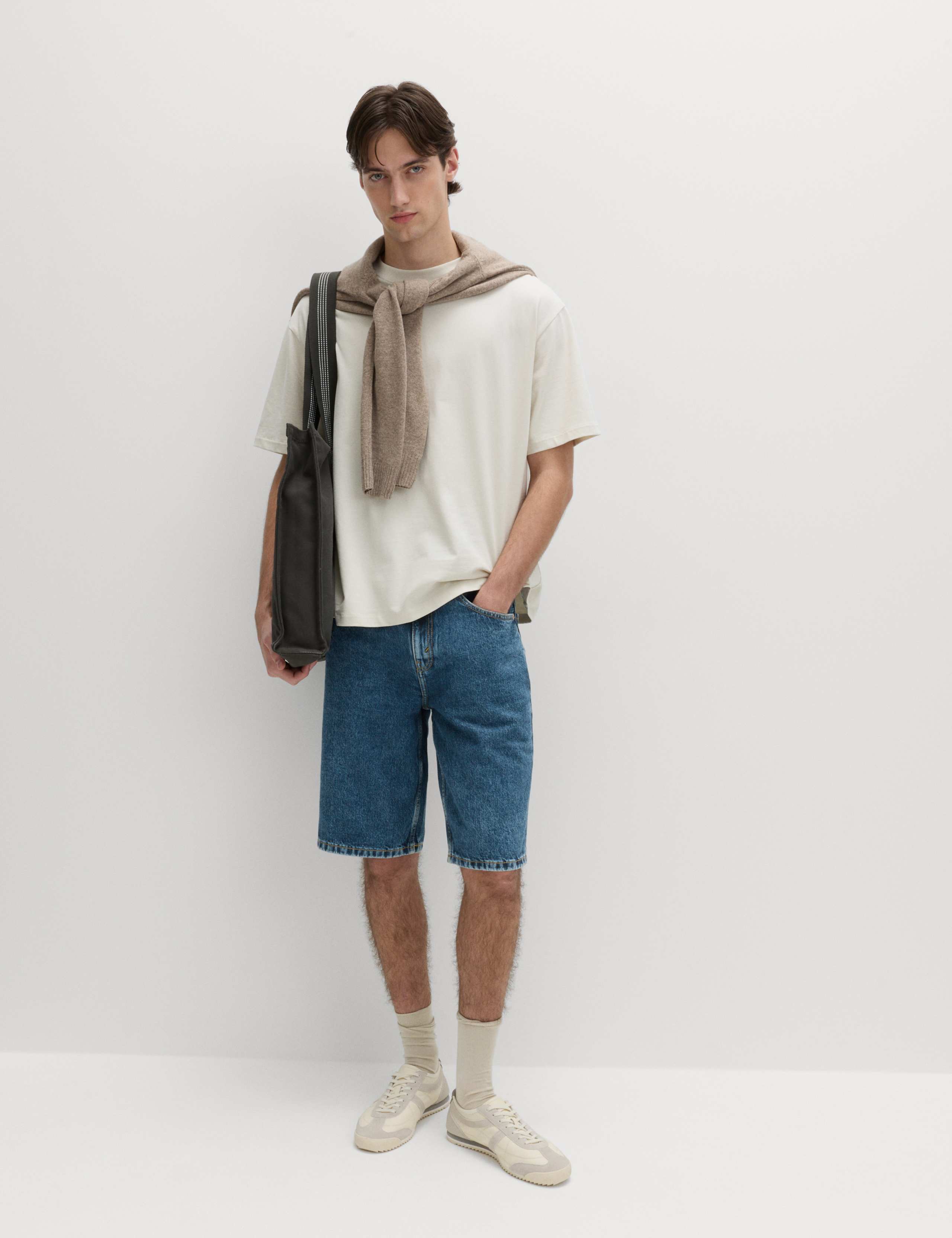 Straight Leg Rigid Denim Shorts