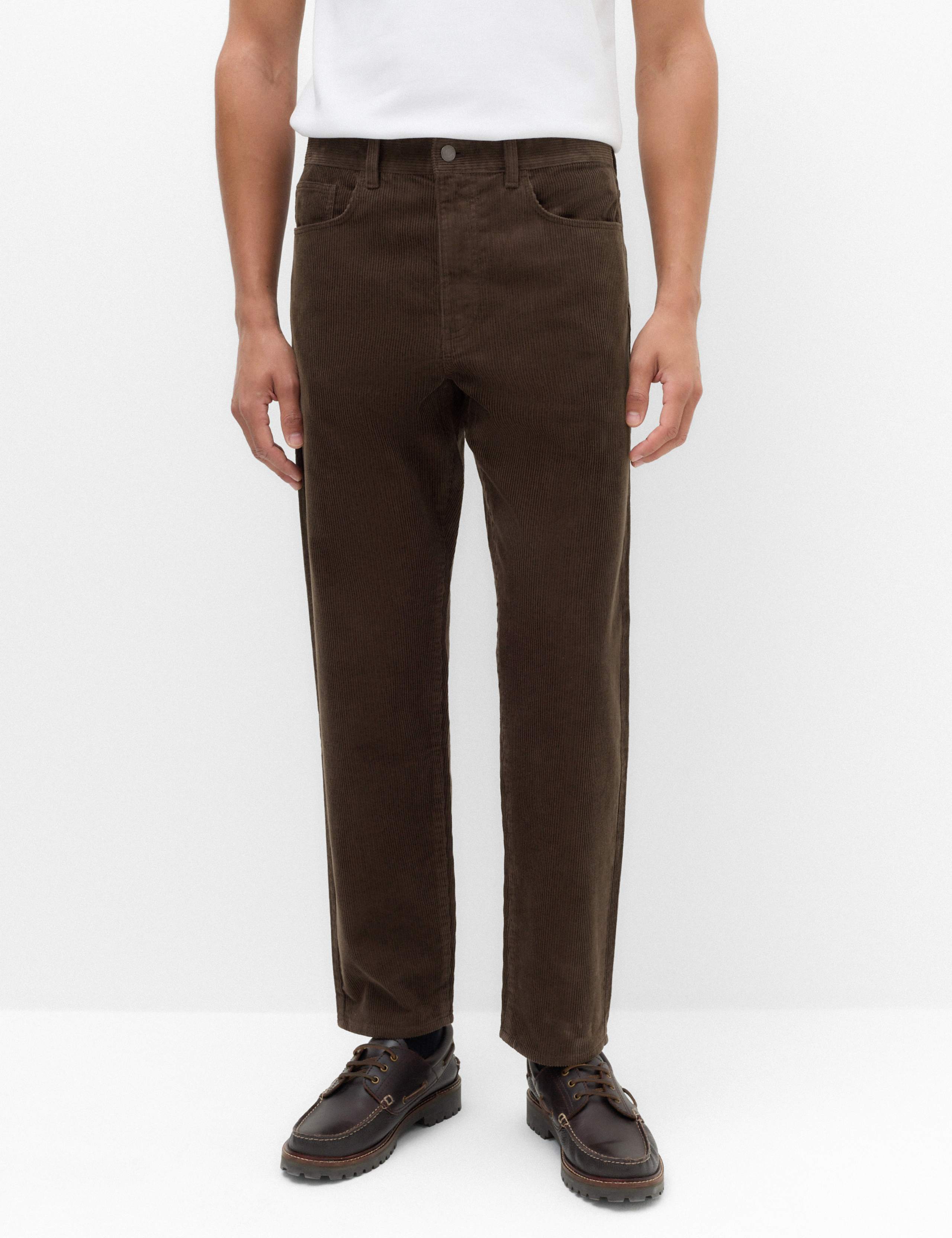 Straight Fit Pure Cotton Corduroy 5 Pocket Trousers