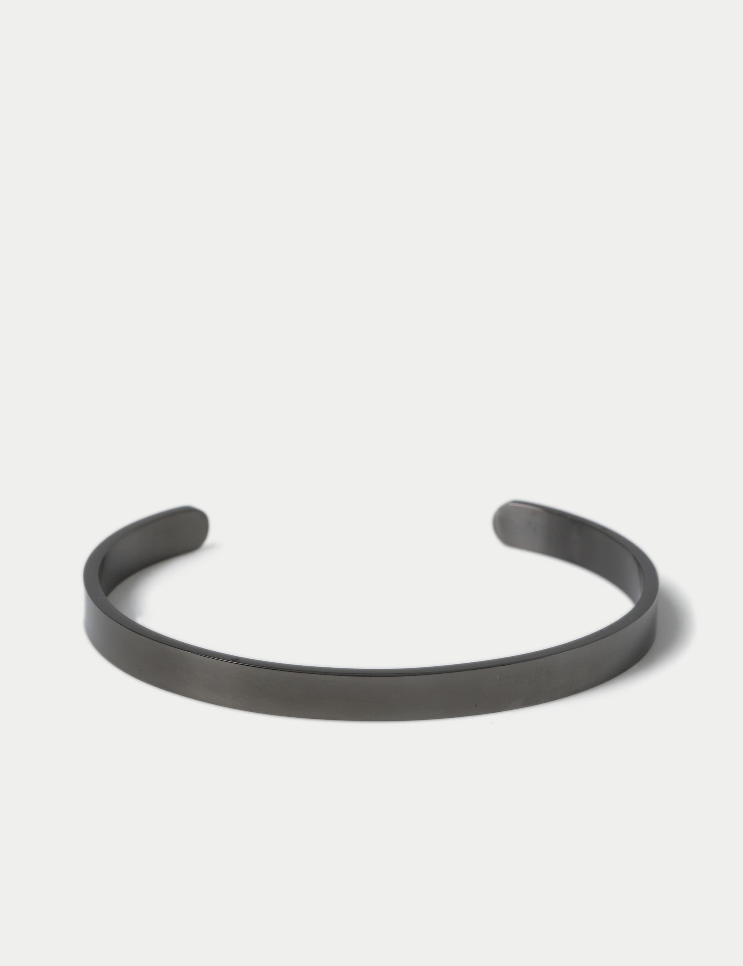 Waterproof Stainless Steel Gunmetal Open Cuff Bracelet