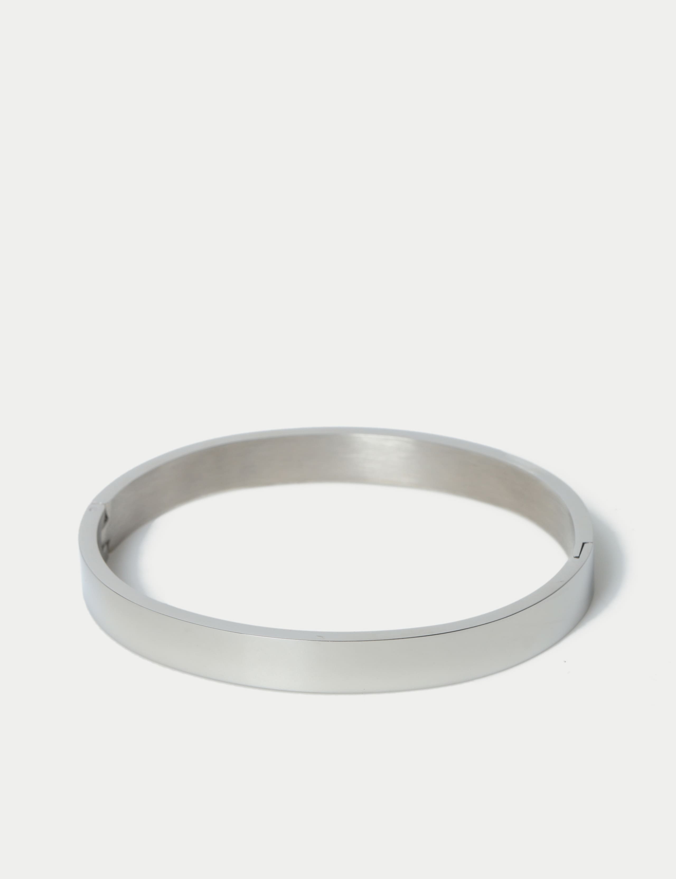 Waterproof Stainless Steel Silver Tone Bangle