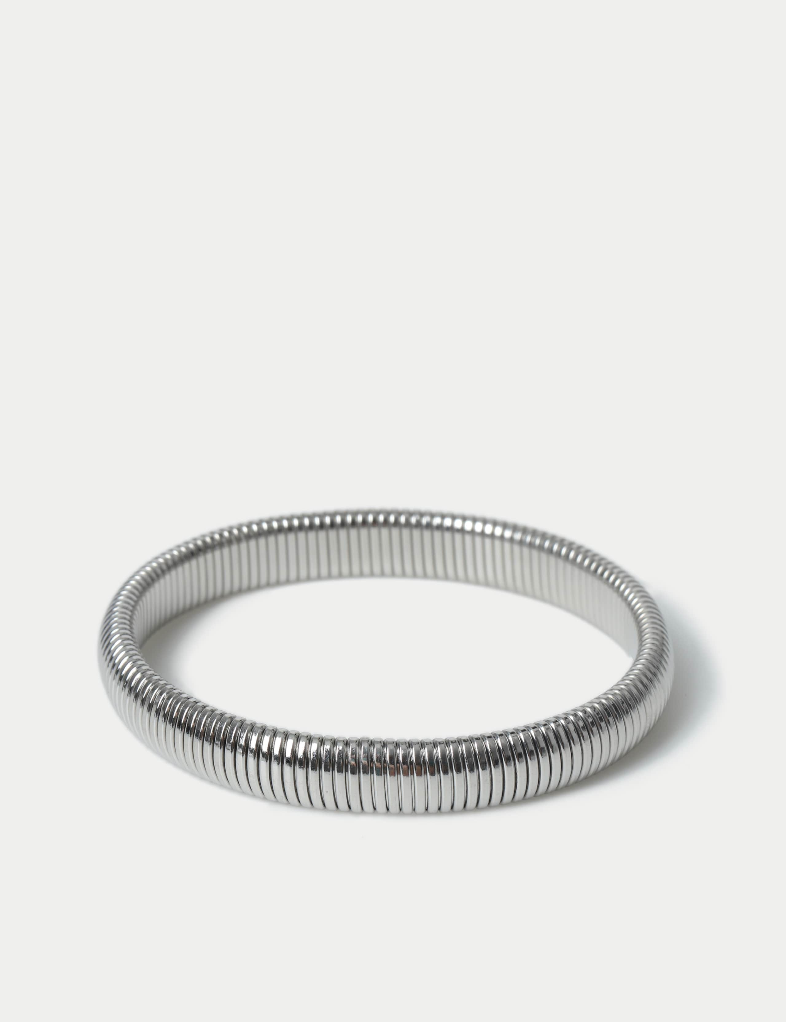 Waterproof Stainless Steel Silver Tone Stretch Bracelet