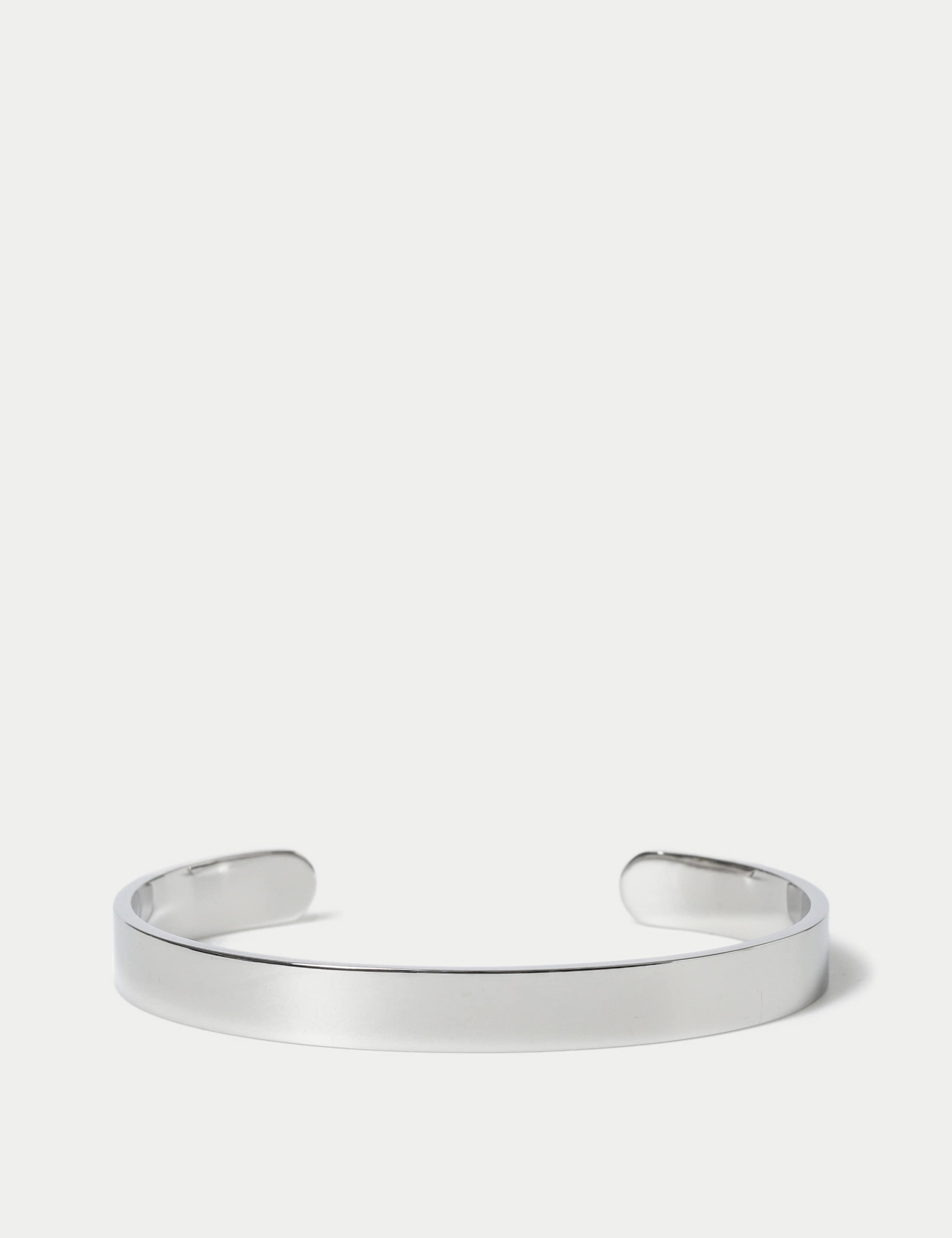 Stainless Steel Silver Tone Open Cuff Bracelet
