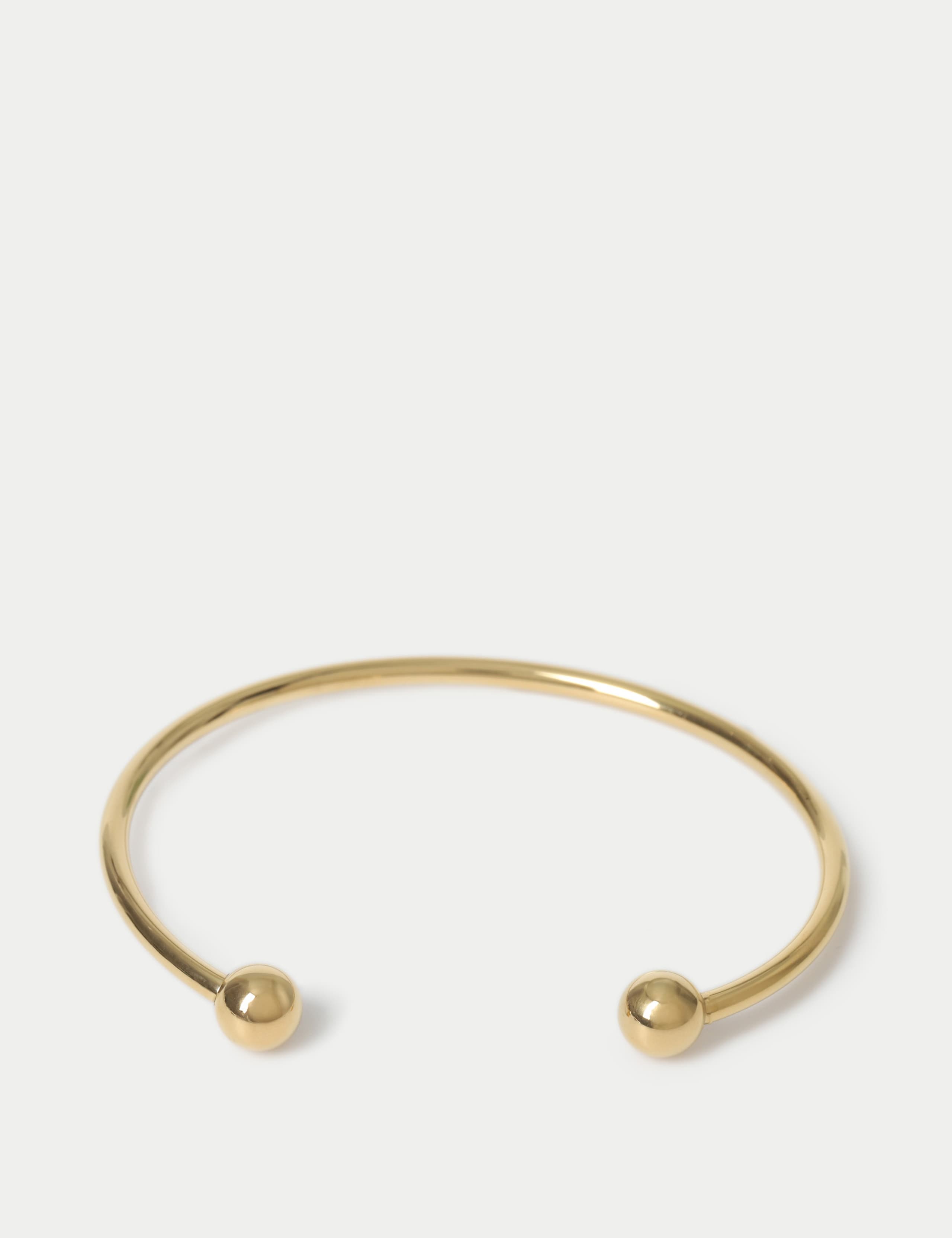 Stainless Steel Silver Tone Ball Cuff Bracelet