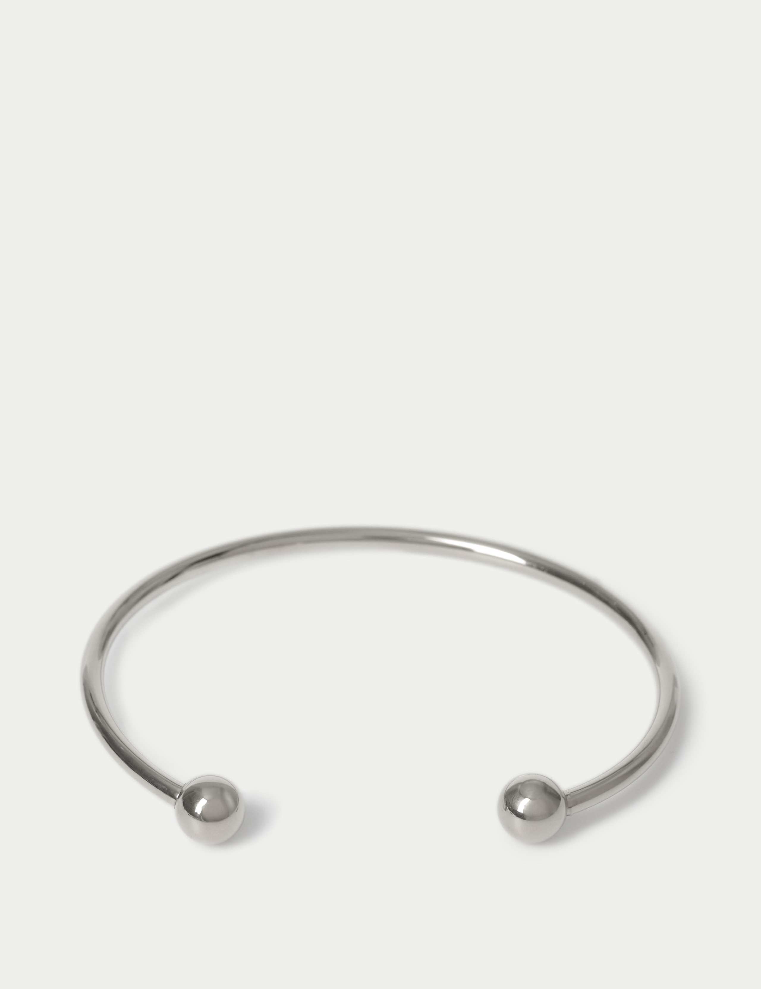 Stainless Steel Gold Tone Ball Cuff Bracelet