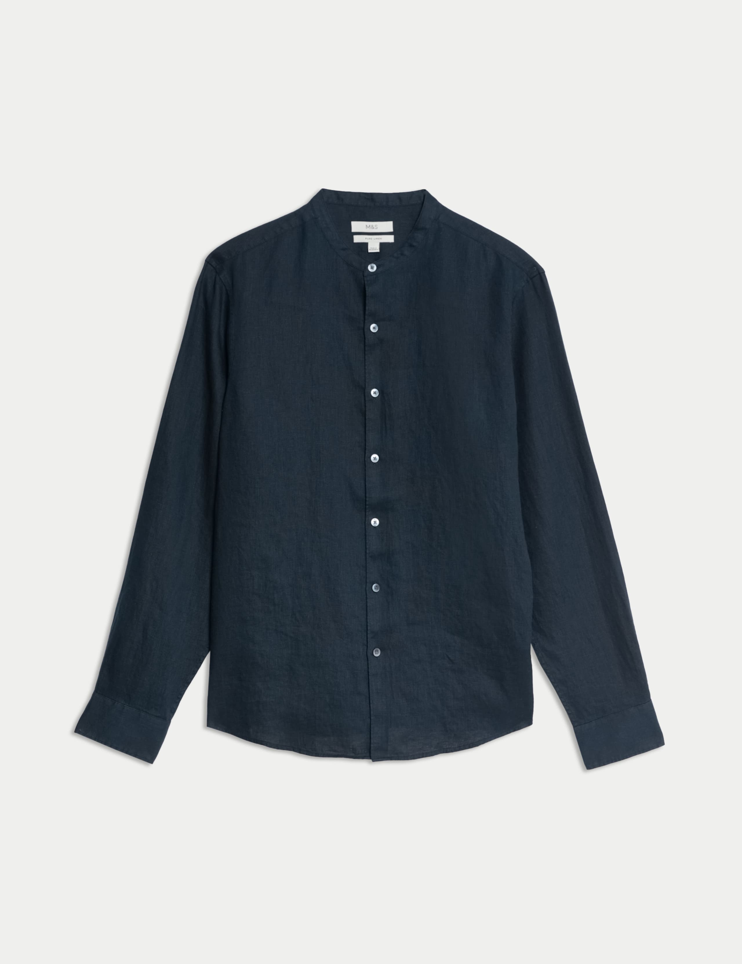 Pure Linen Grandad Collar Shirt