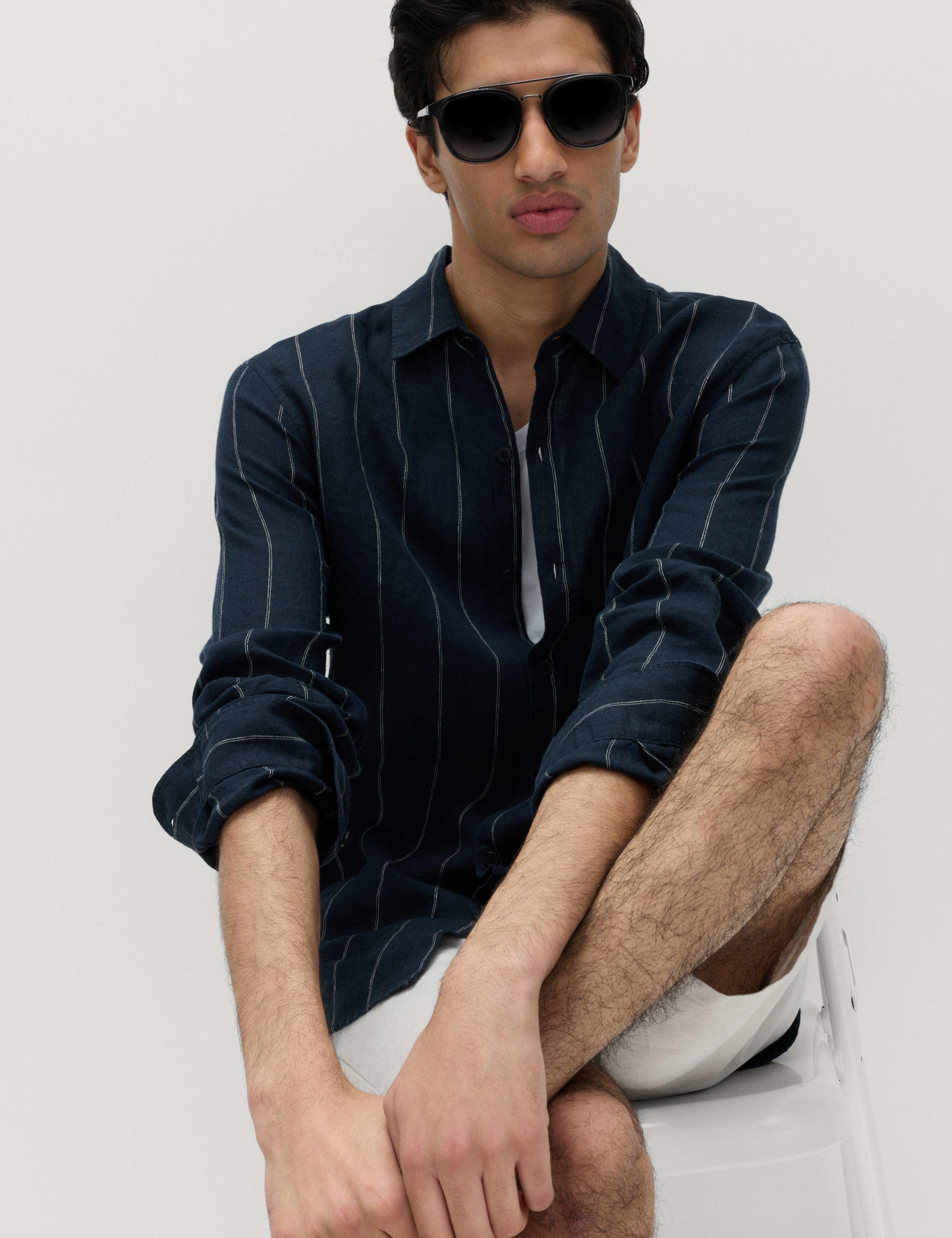 Regular Fit Pure Linen Striped Shirt