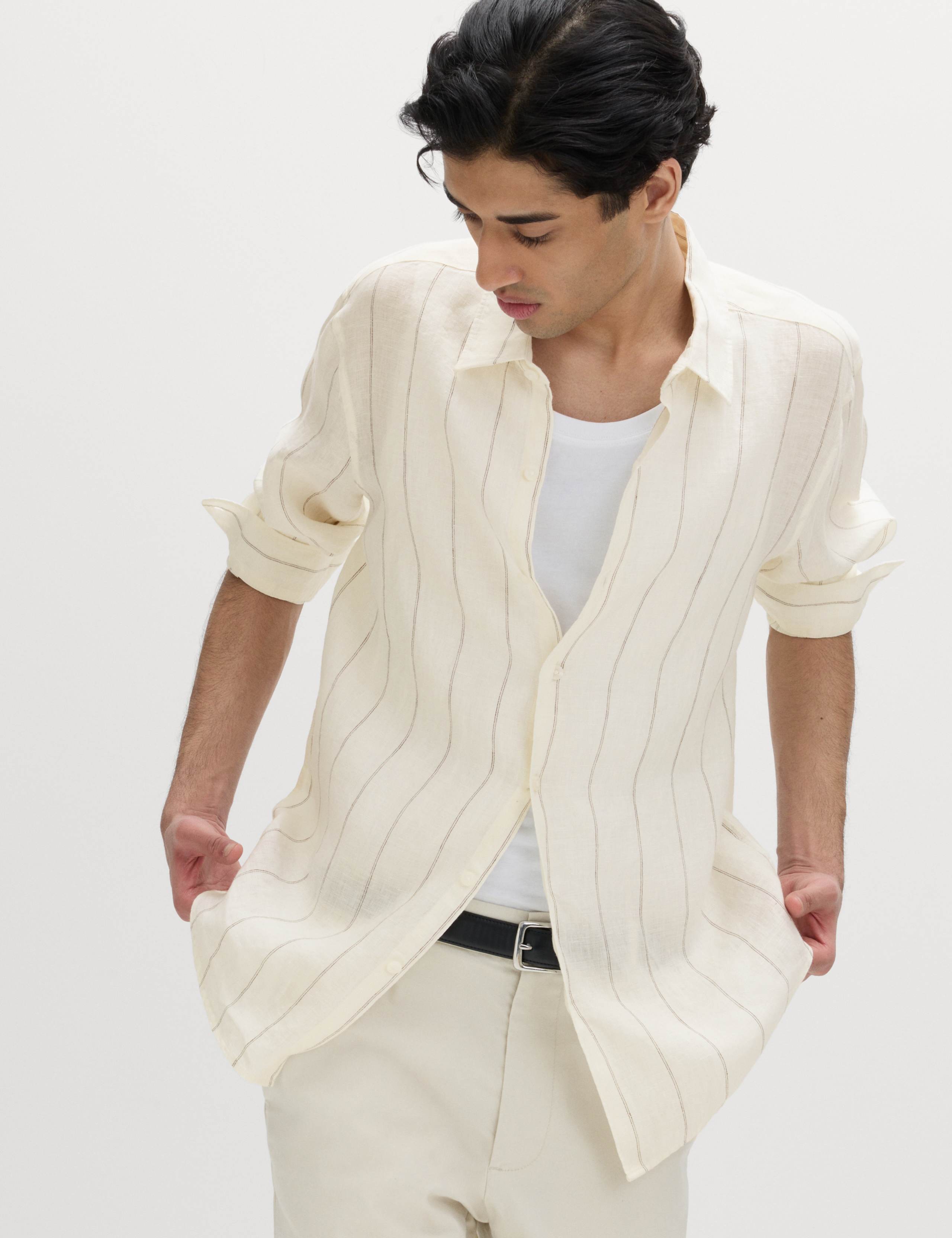 Regular Fit Pure Linen Striped Shirt
