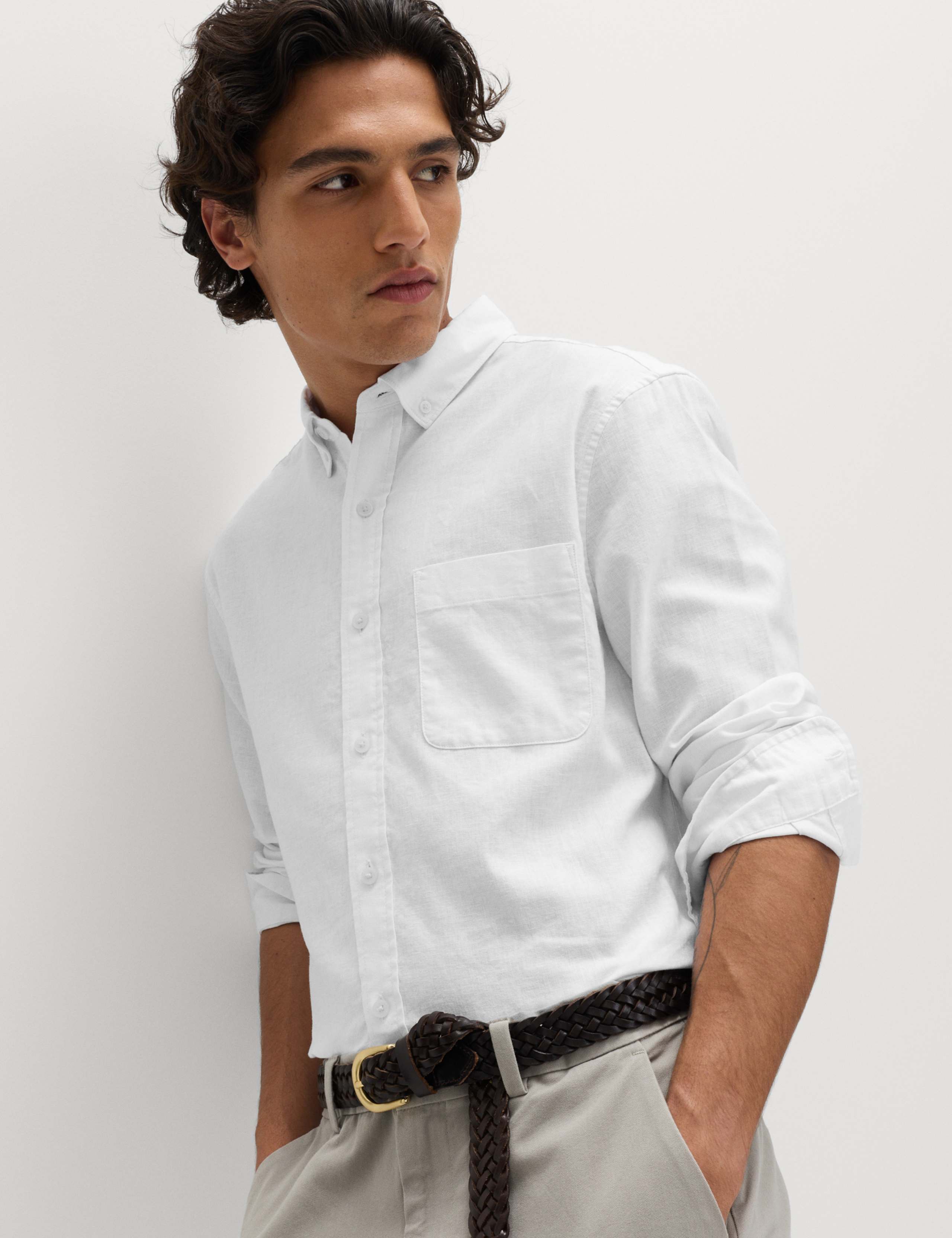 Regular Fit Cotton Linen Blend Shirt